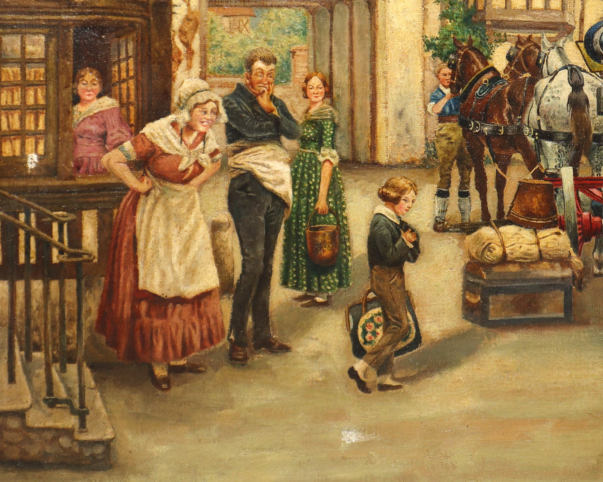 Giordano Zorzi - Scena di Paese con Carrozza e Personaggi