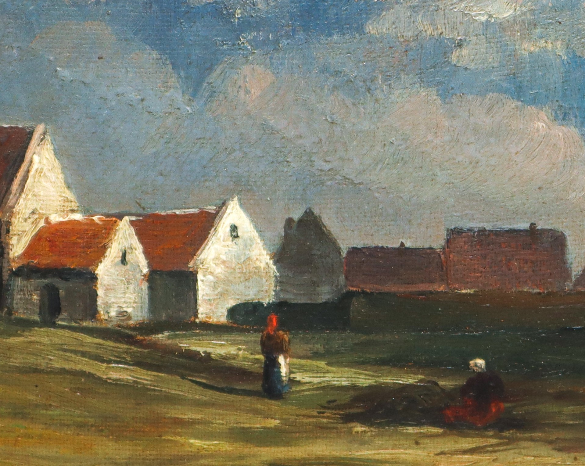 Paesaggio rurale con case e personaggi