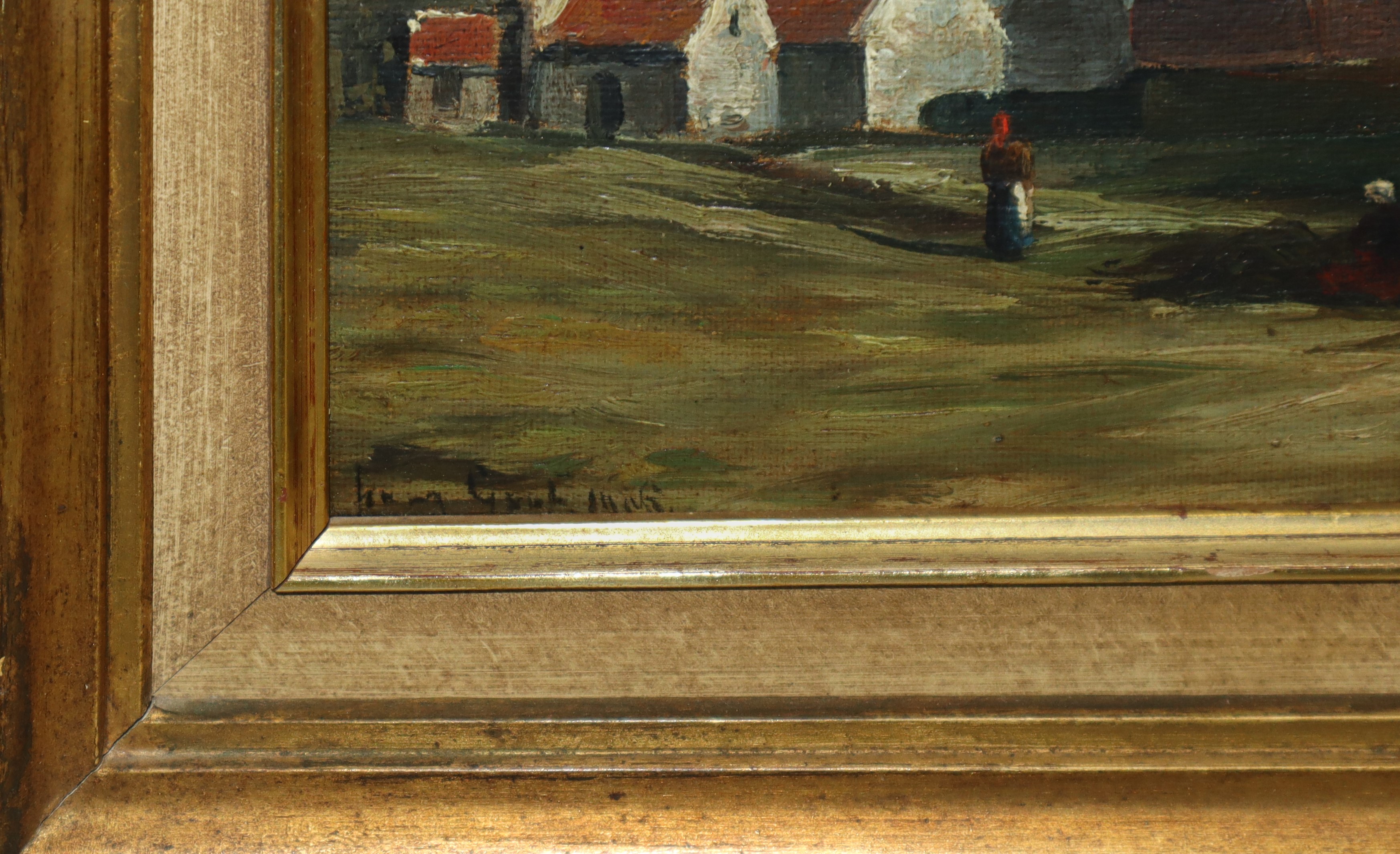 Paesaggio rurale con case e personaggi