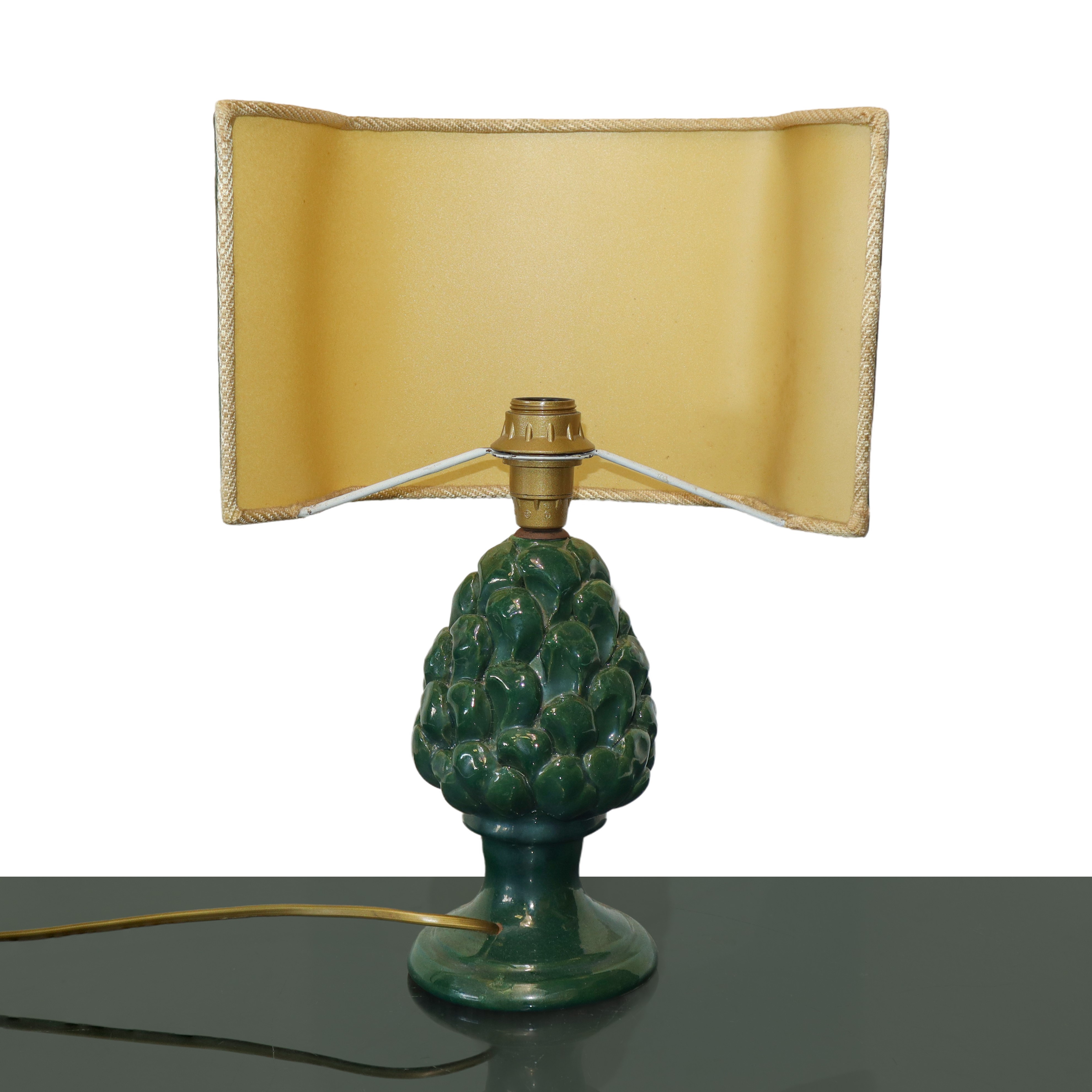 Lume base in maiolica pigna verde