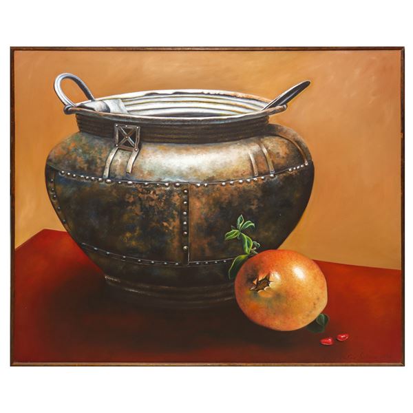 Antonio Sciacca - Still life with iron pot and pomegranate