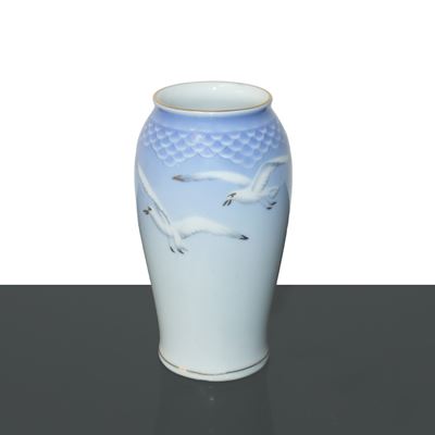 Vasetto con airone, ceramica, cm 14