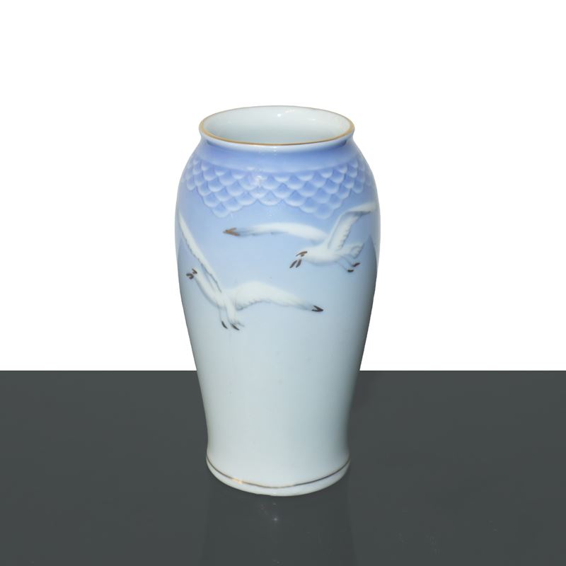 Royal Copenhagen - Vasetto con airone, ceramica, cm 14