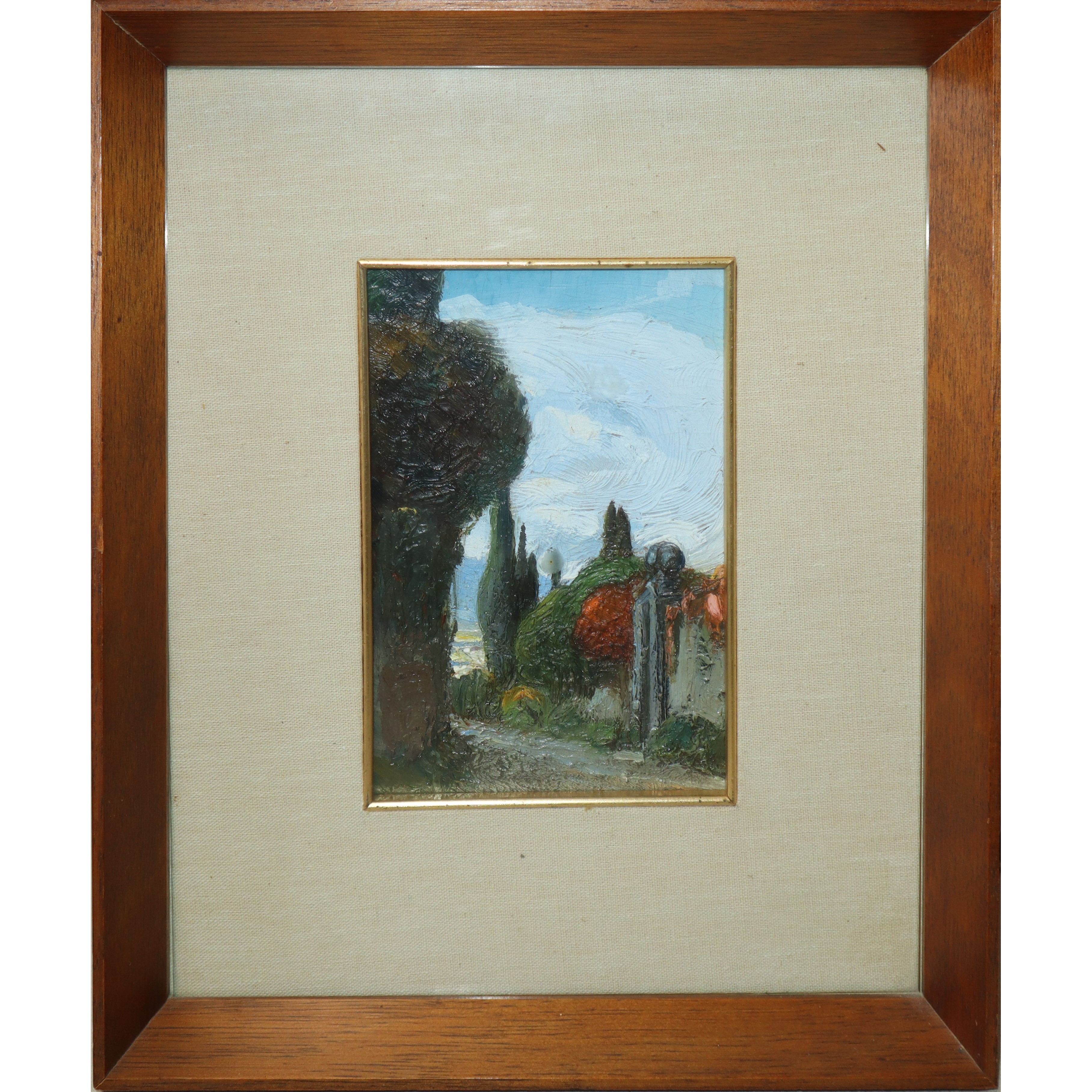 Strada con cipressi