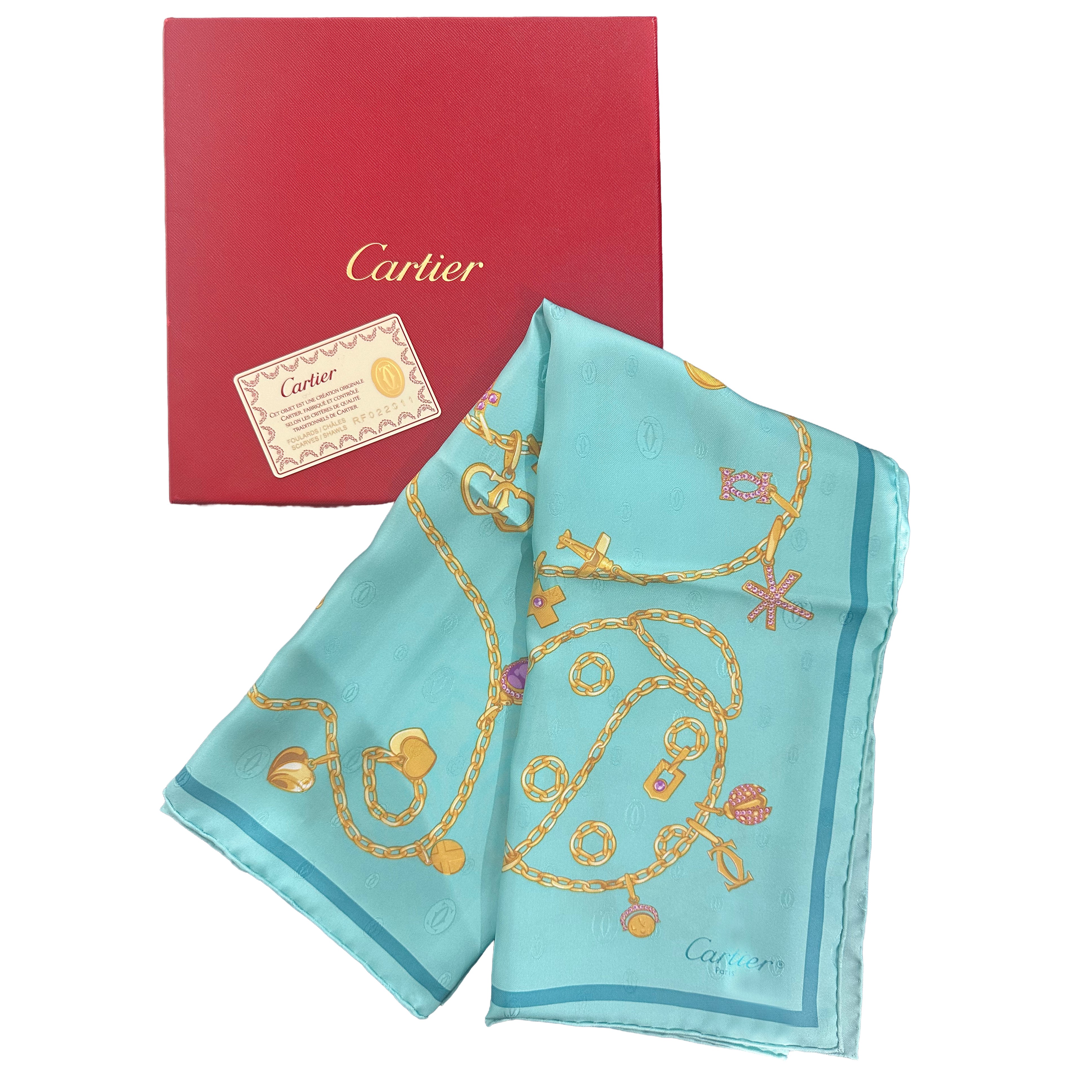 Cartier - Foulard in Seta Azzurro