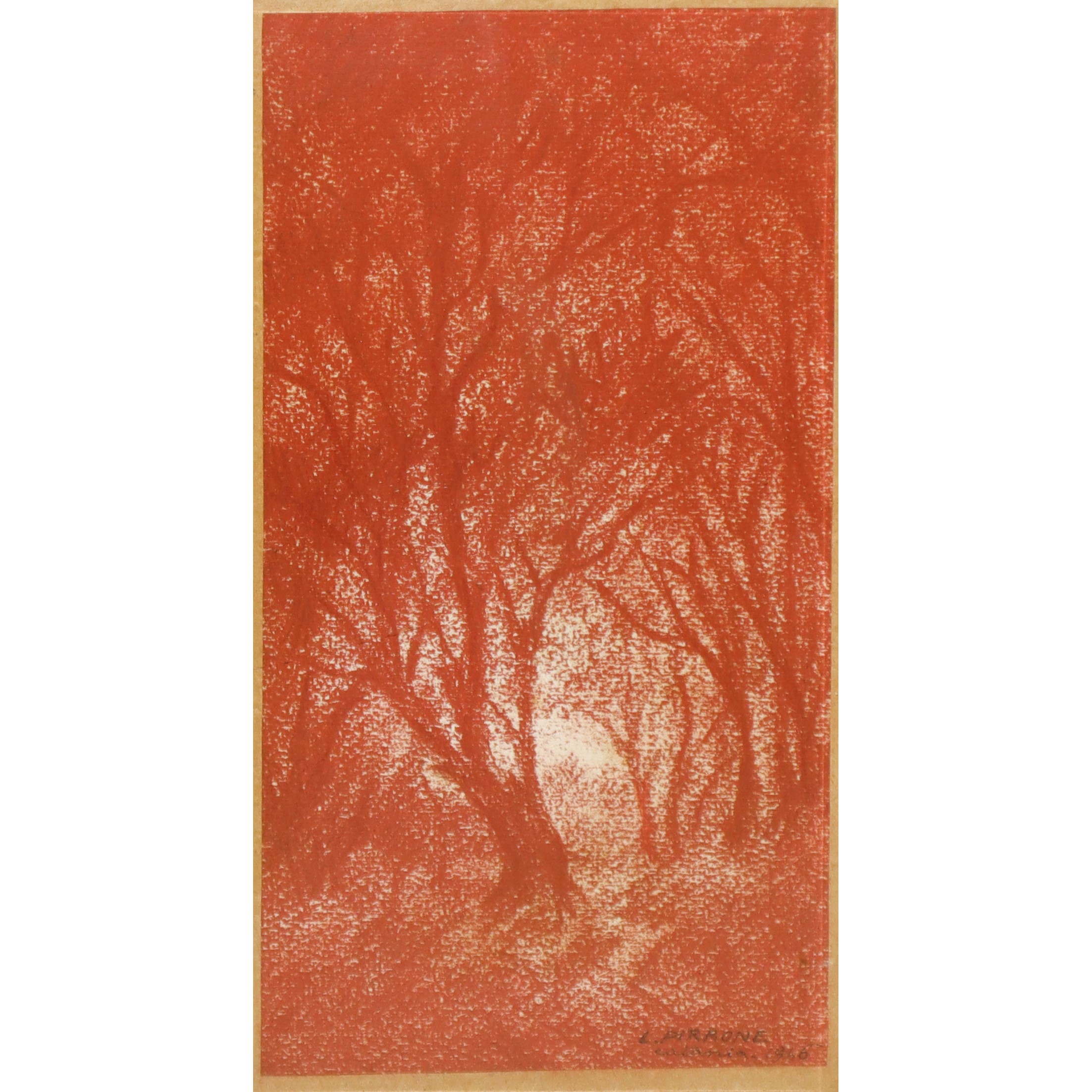 Luigi Pirrone - Coppia di Sanguigne Raffiguranti Paesaggi con Alberi