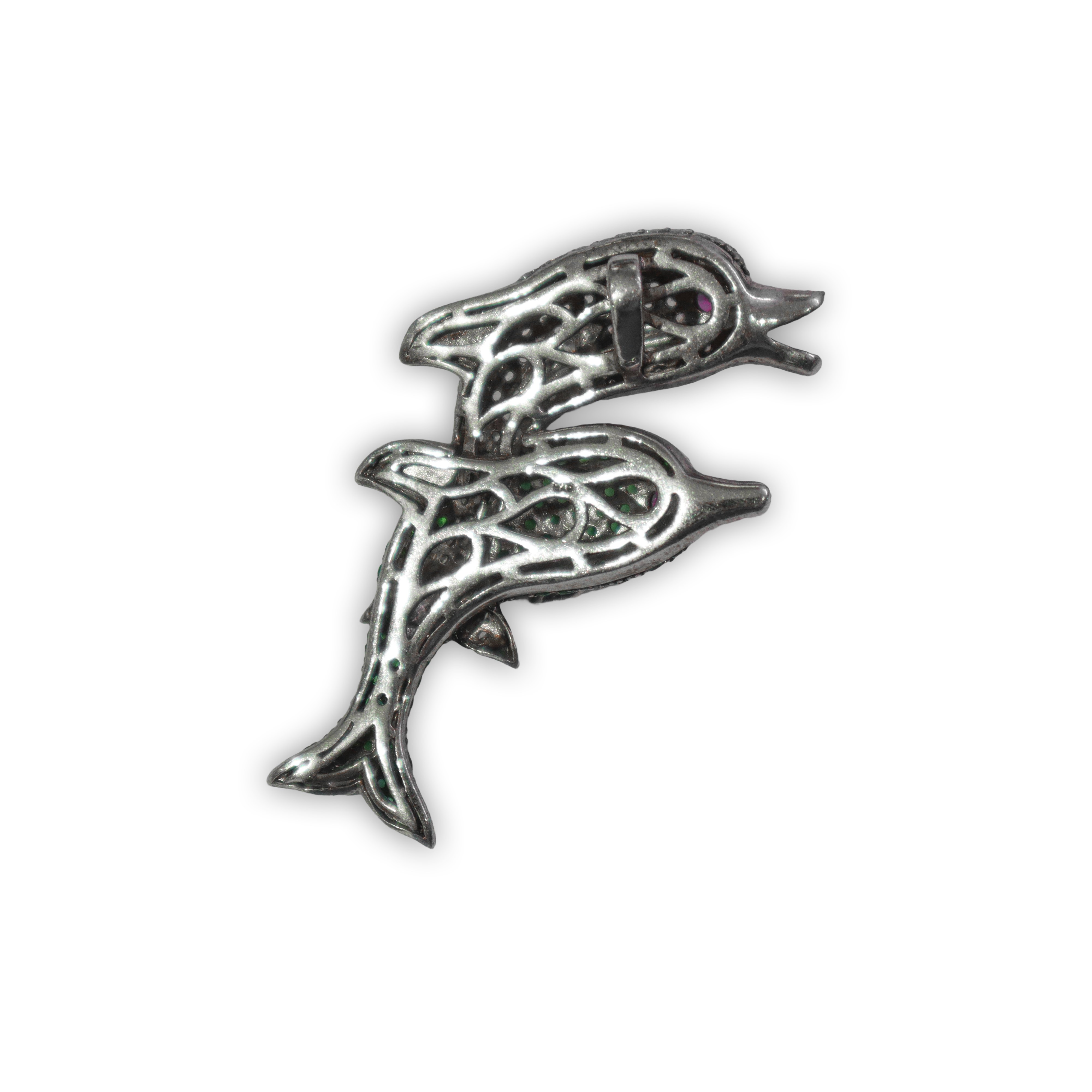 Ciondolo con coppia di delfini e strass