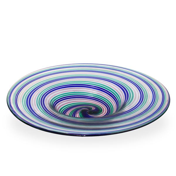 Centrotavola in vetro decori blu e verdi