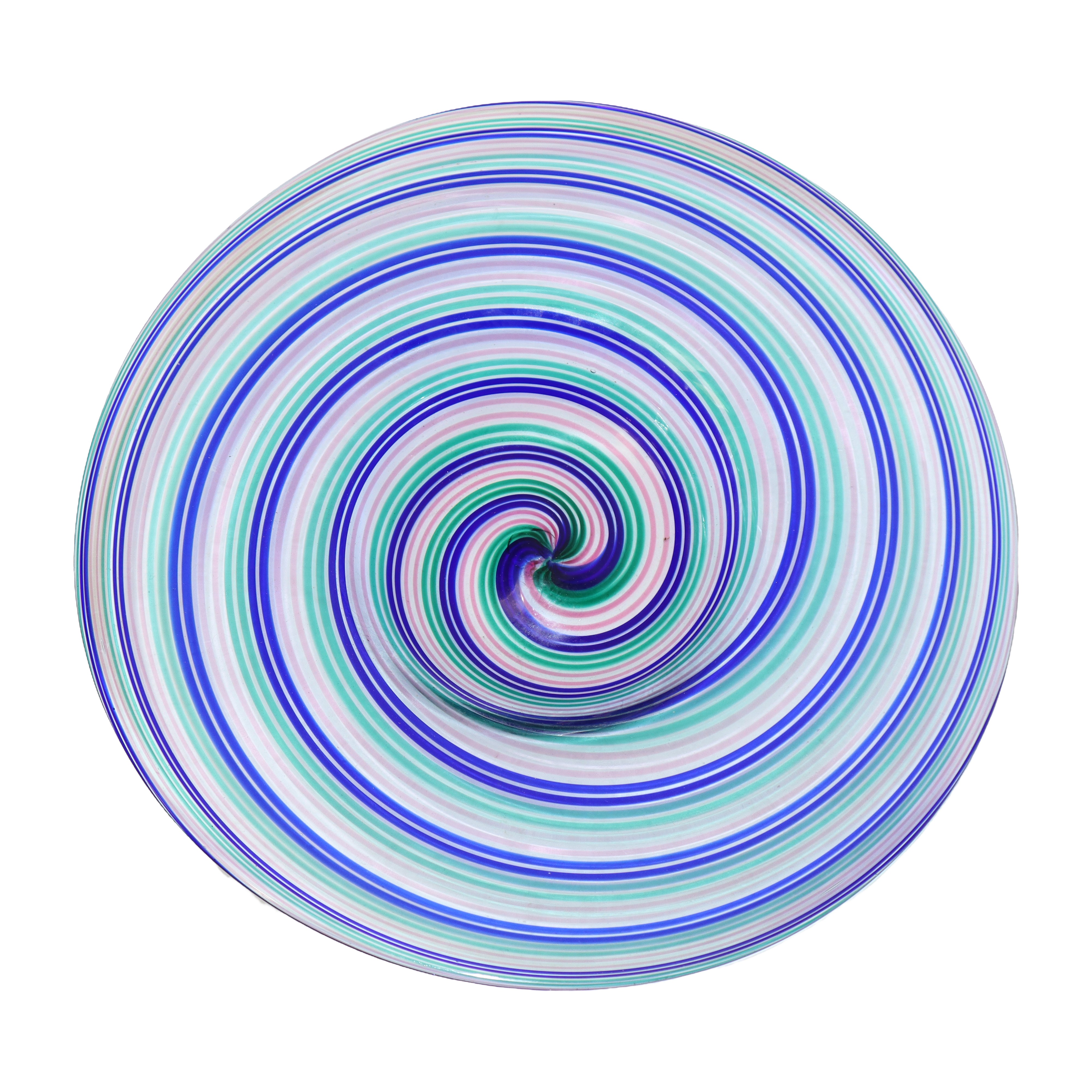 Centrotavola in vetro decori blu e verdi