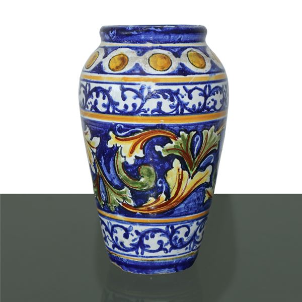 R.S.C. Caltagirone  Regia Scuola Ceramica - Polychrome majolica vase