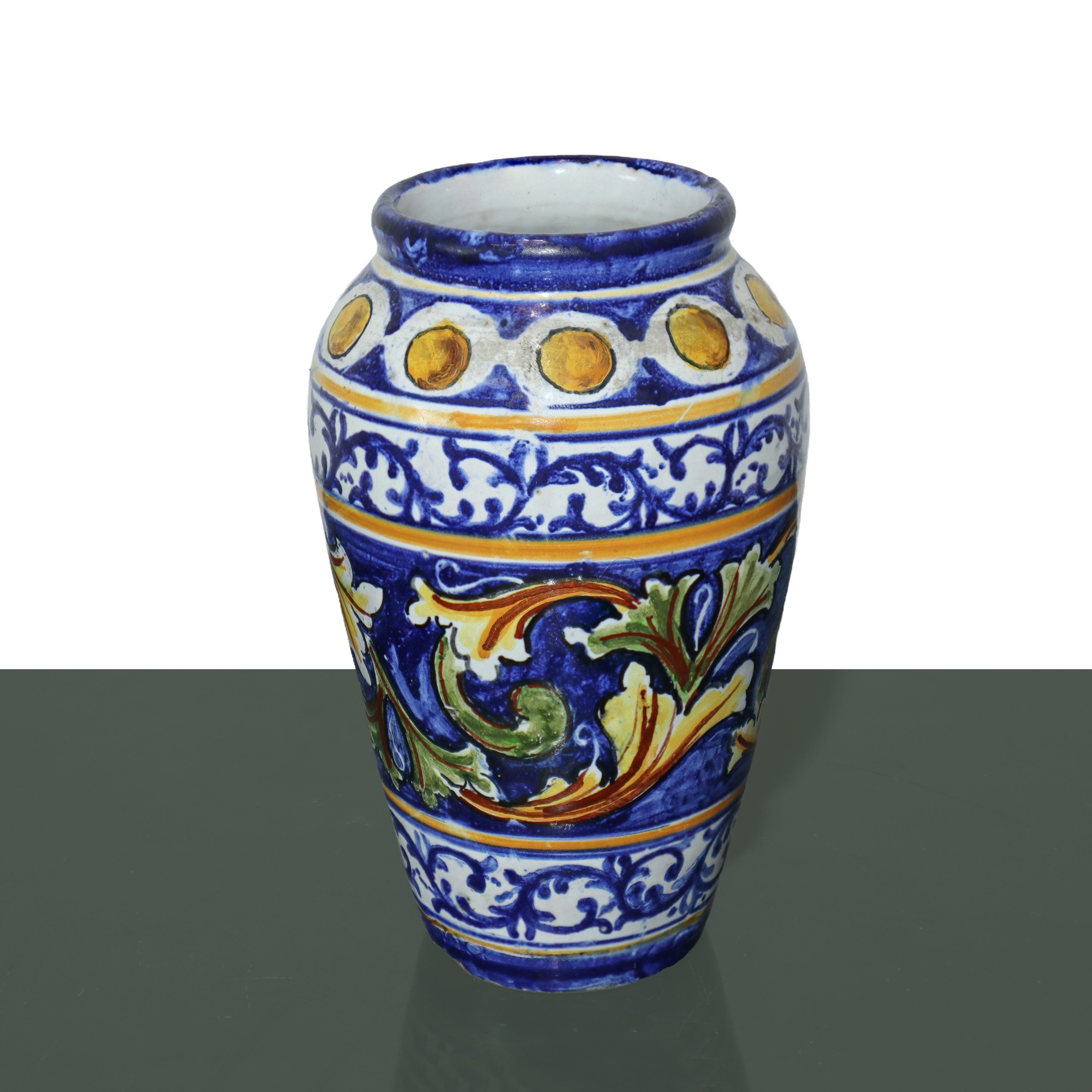 Vaso in maiolica policroma