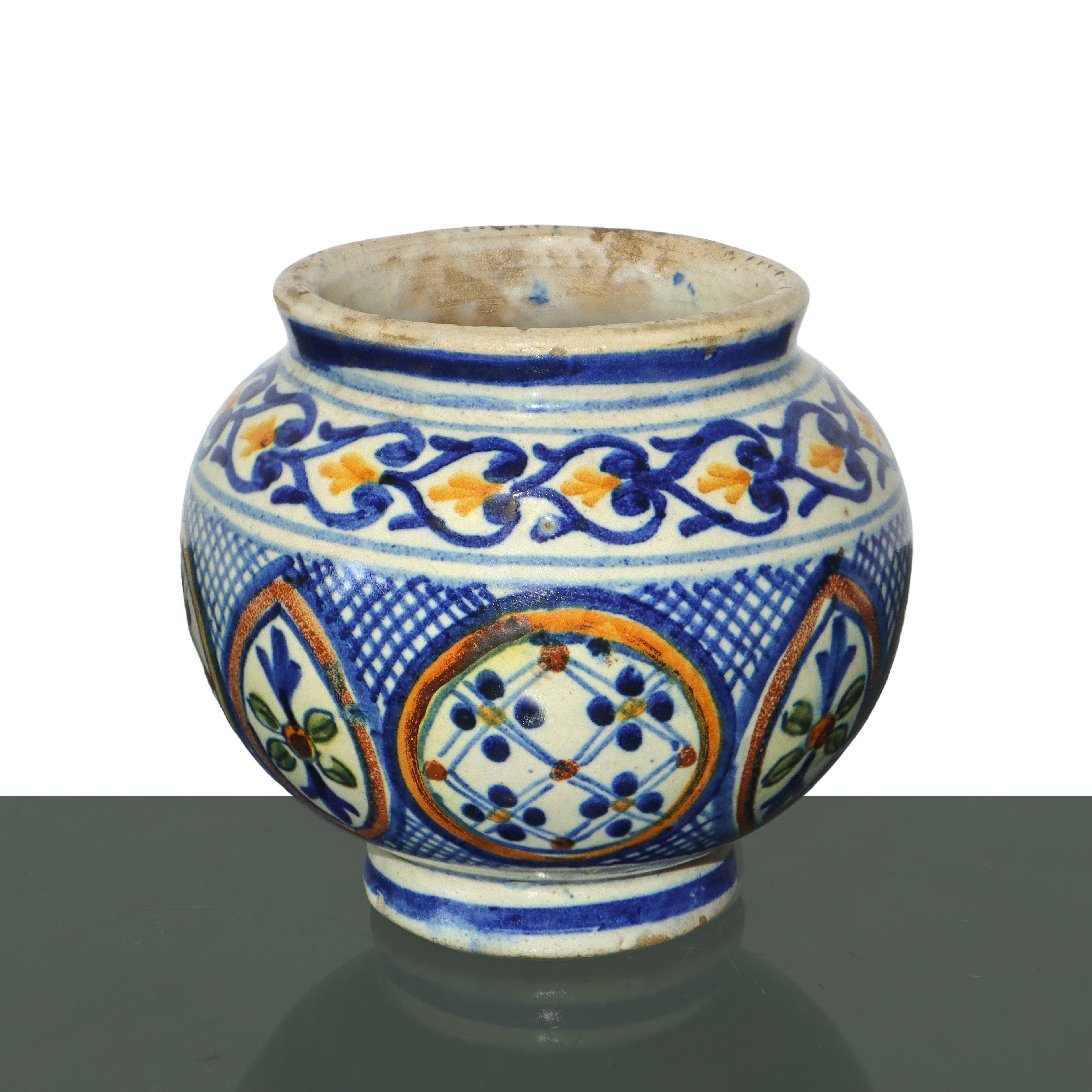 Boccino in maiolica policroma