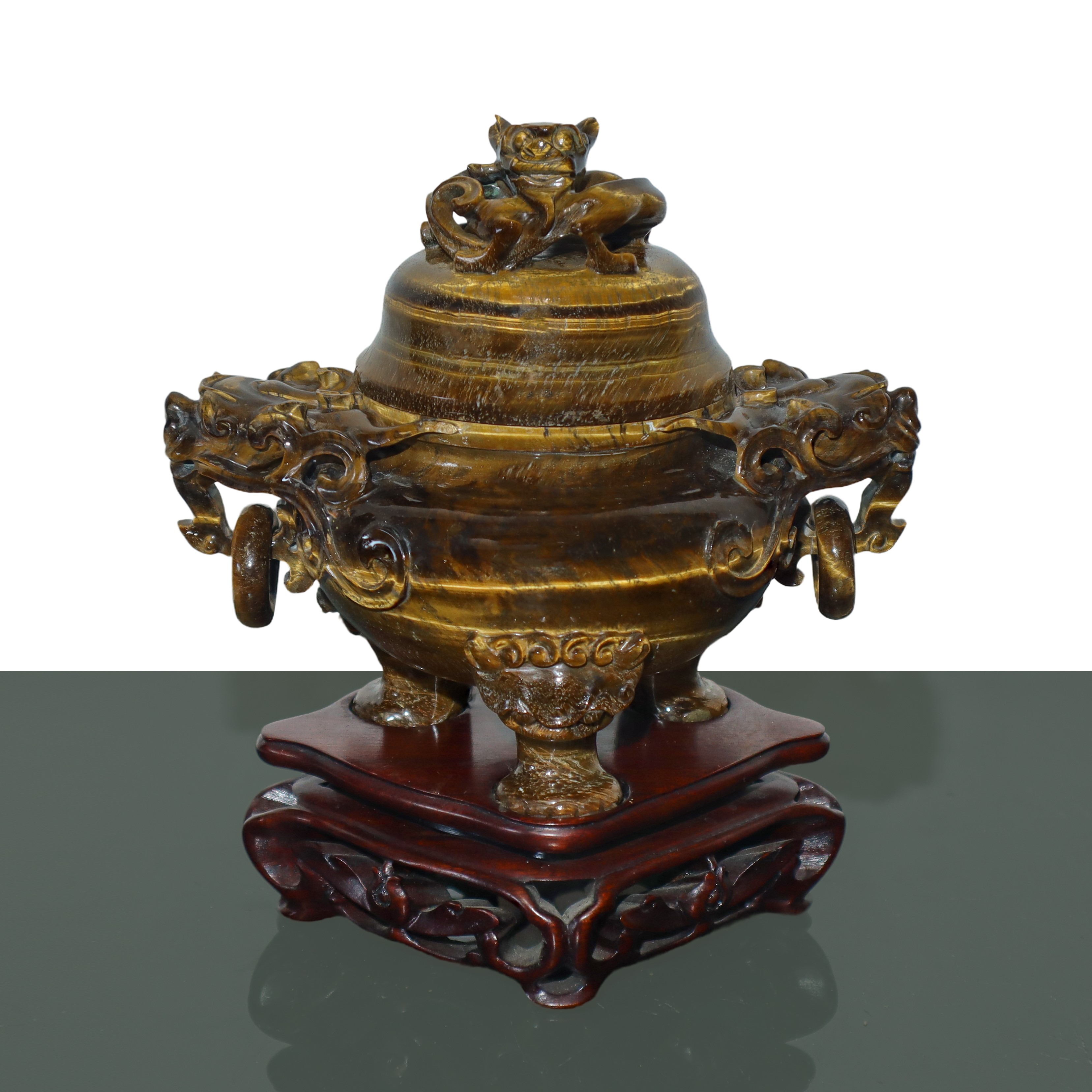 Coppia di poutiche cinesi in occhio di tigre