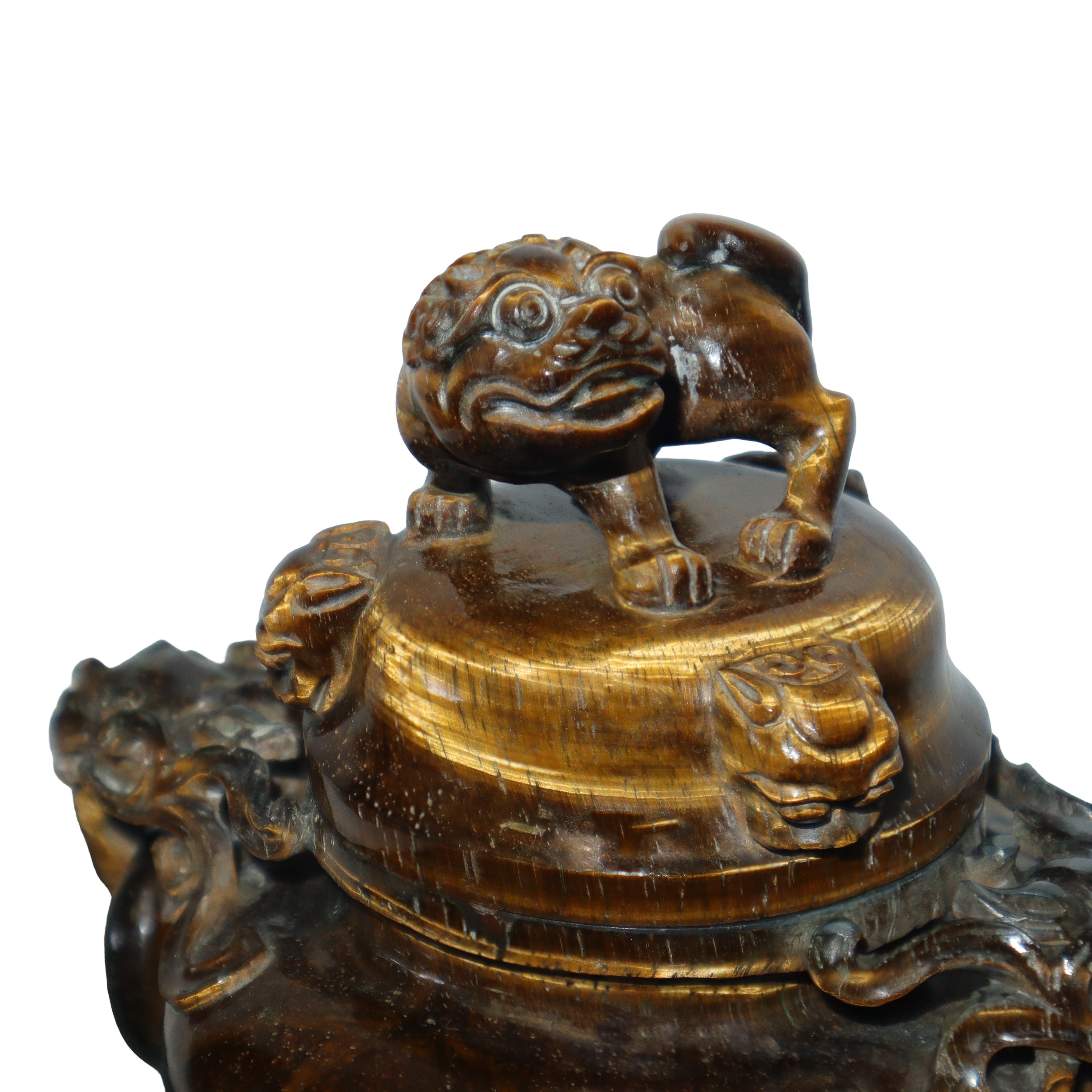 Coppia di poutiche cinesi in occhio di tigre