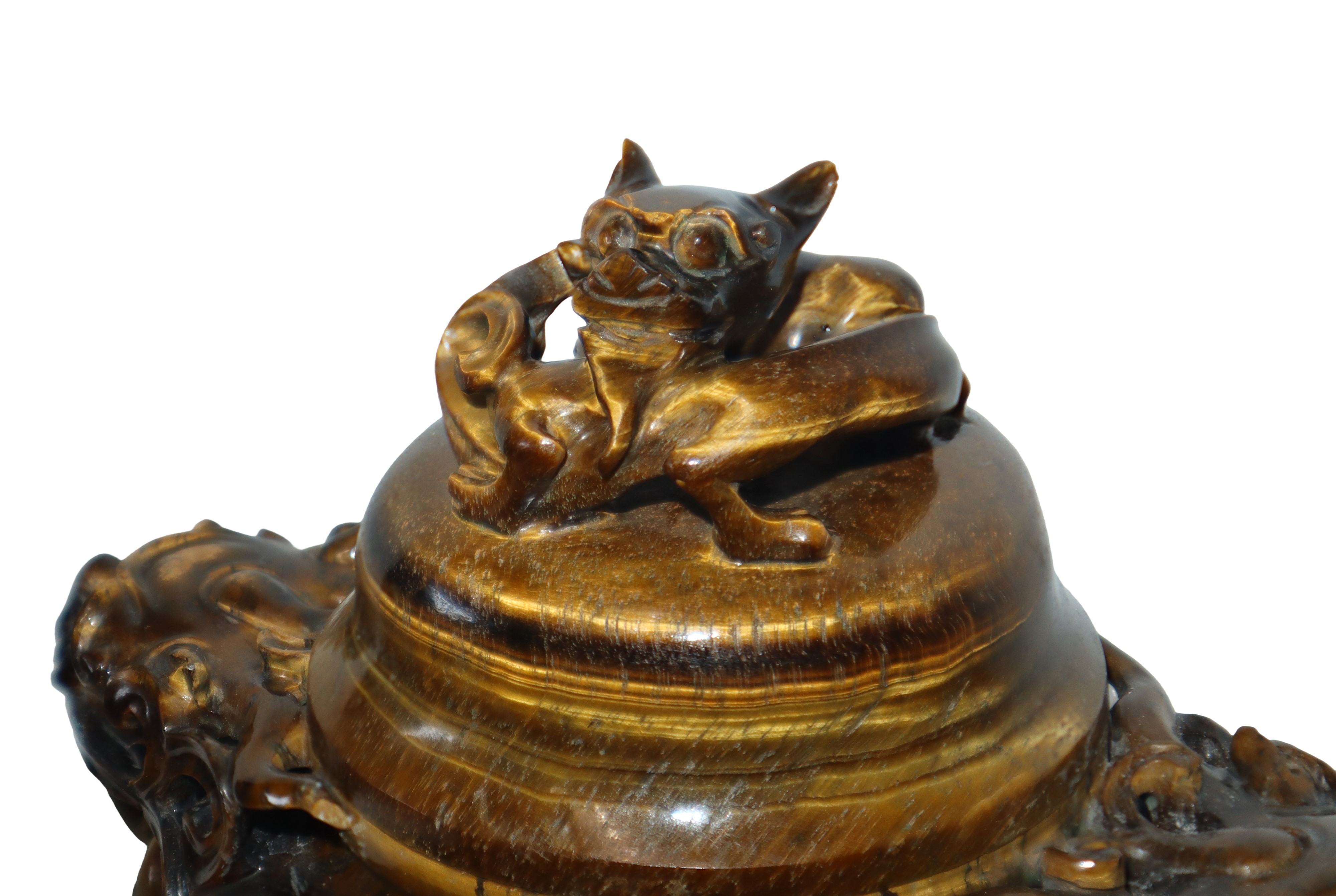 Coppia di poutiche cinesi in occhio di tigre