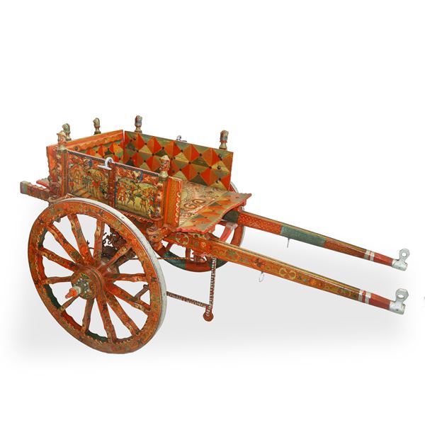 Domenico Di Mauro,Francesco  Giuffrida - Sicilian wooden cart with painted battle scenes of the Paladins