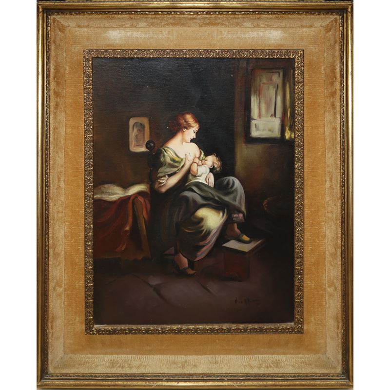 Donna che allatta il bambino