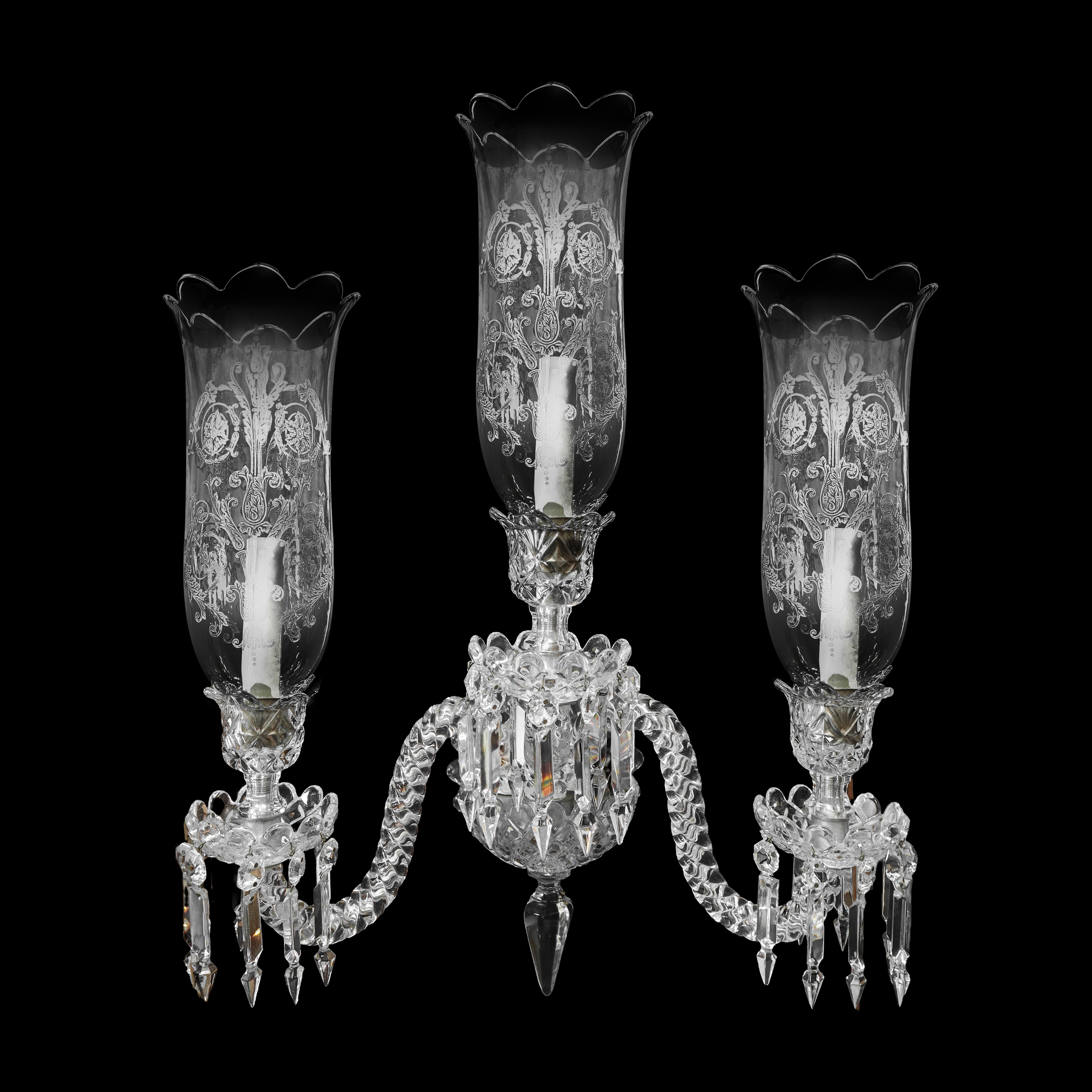 Baccarat France - Coppia di Appliques a Tre Luci