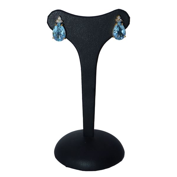 14kt gold drop earrings with topaz and diamonds
