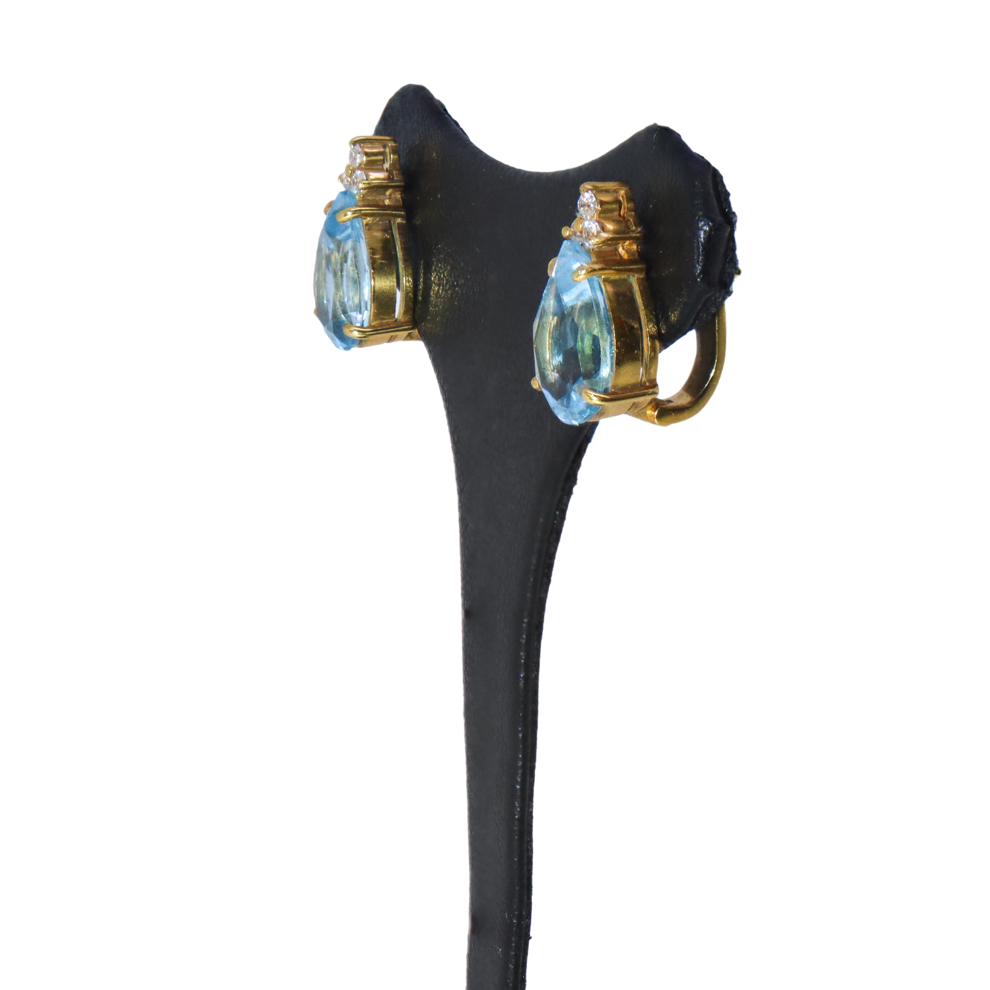 Orecchini a goccia in oro 14 kt con topazio e brillanti