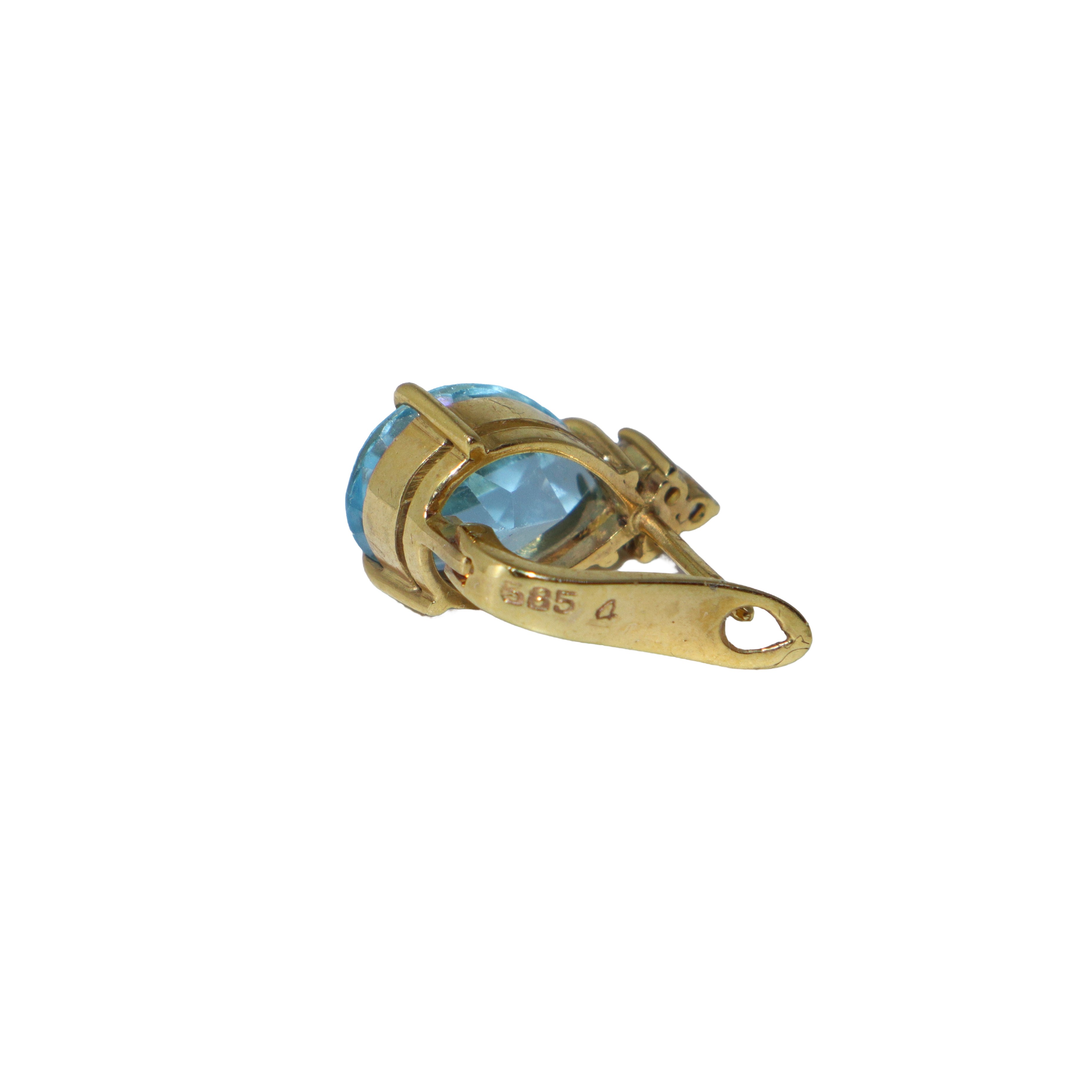 Orecchini a goccia in oro 14 kt con topazio e brillanti