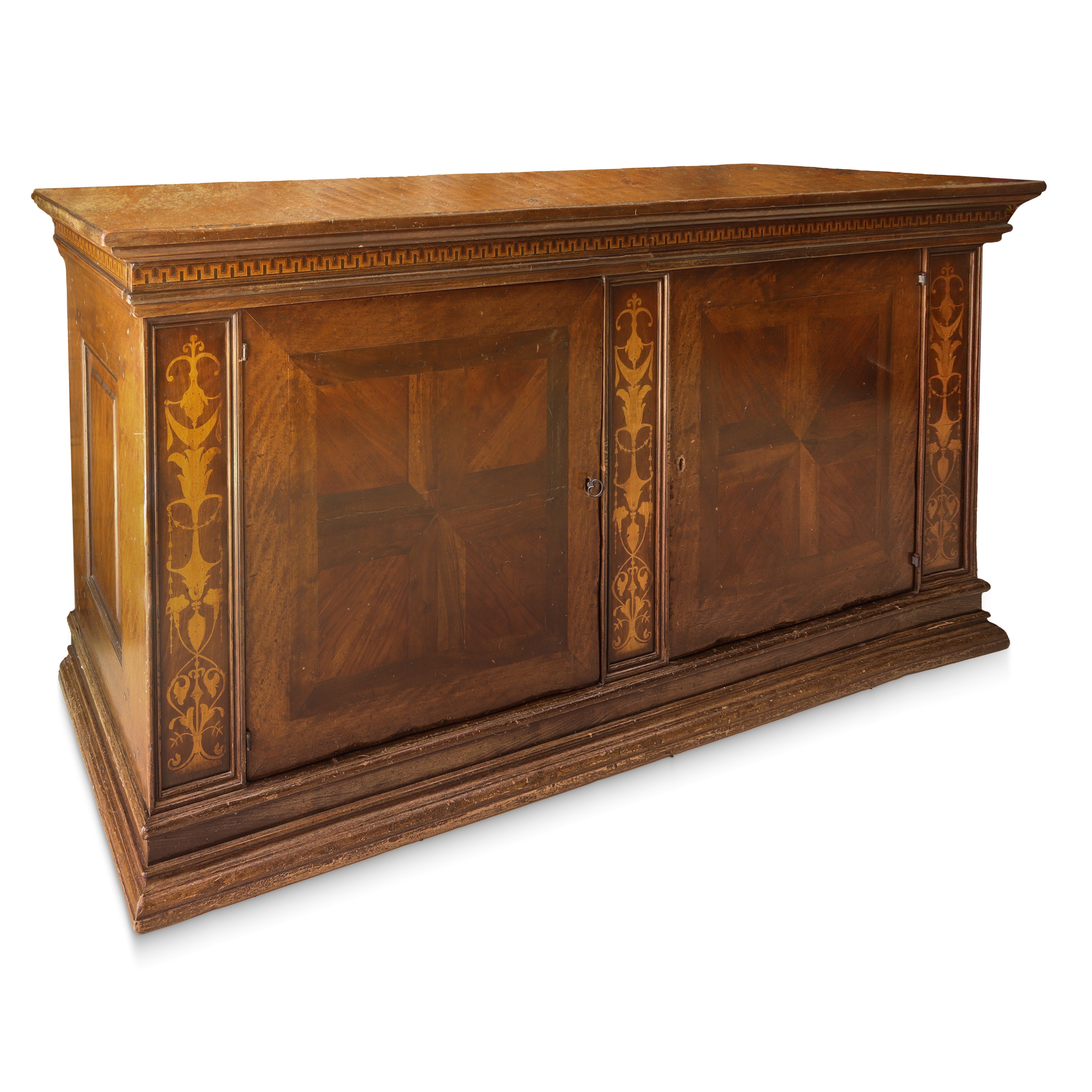 Servante in Legno di Noce Due Cassetti Sottopiano, Piano in Noce a Becco di Civetta, Due Sportell...