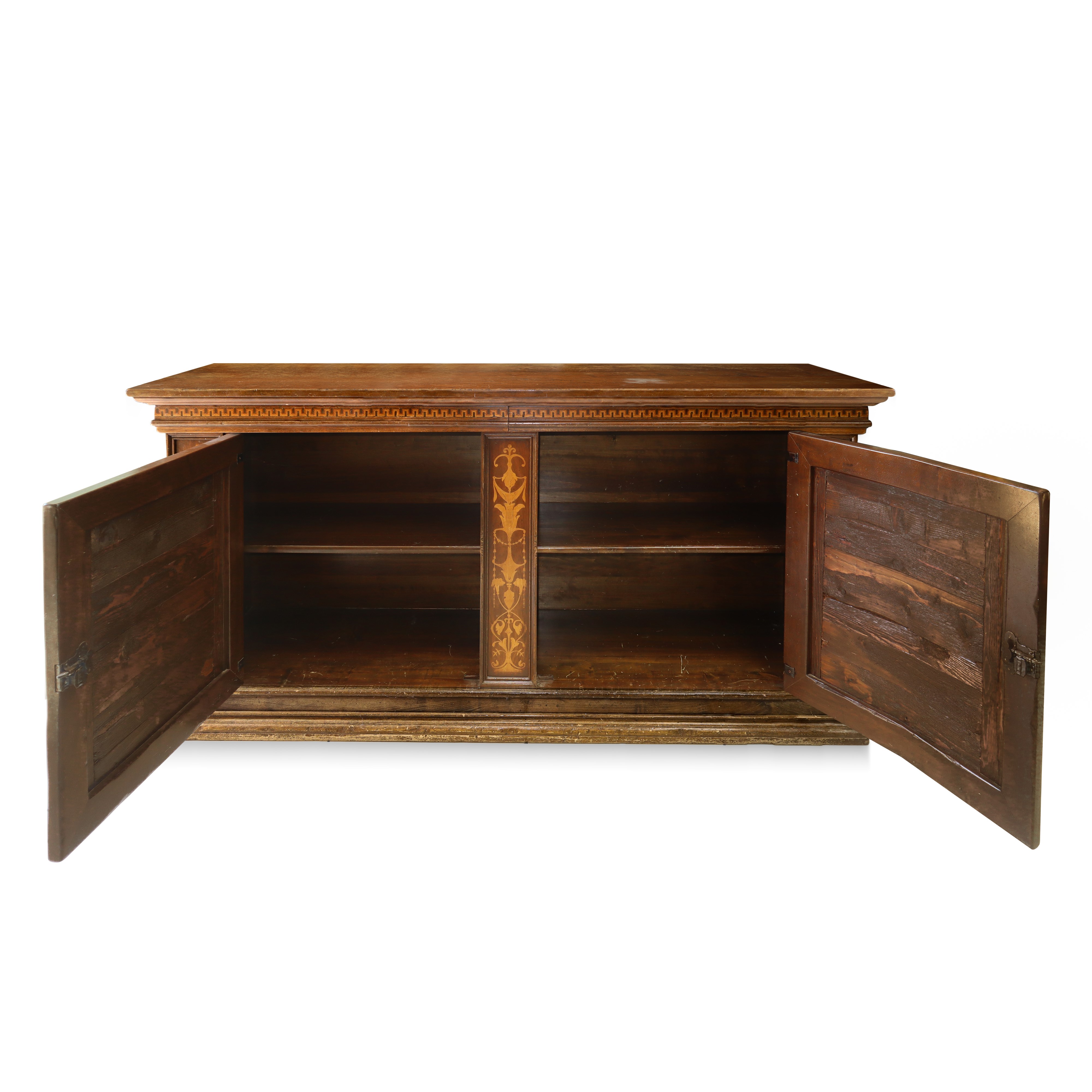 Servante in Legno di Noce Due Cassetti Sottopiano, Piano in Noce a Becco di Civetta, Due Sportell...
