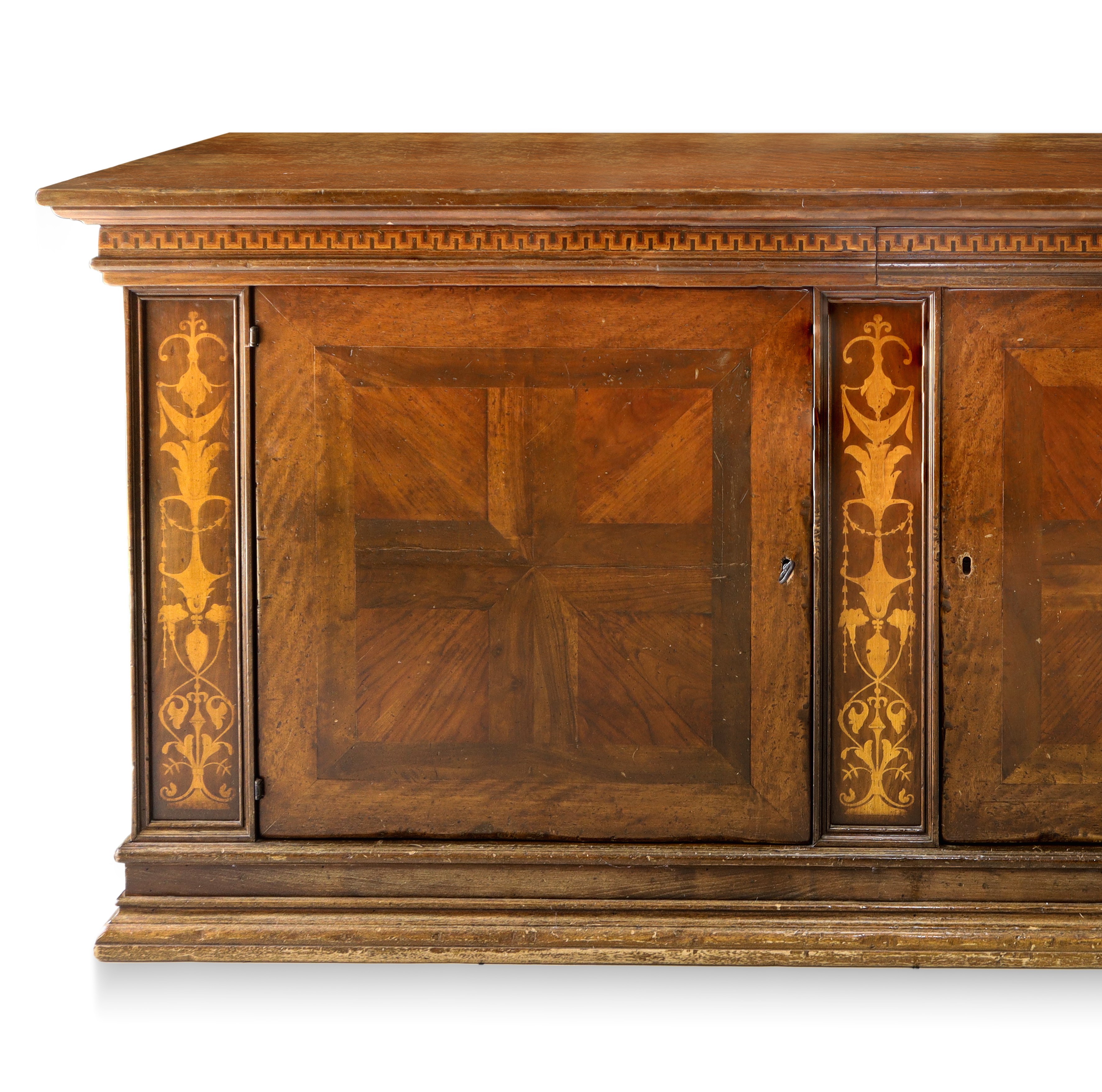 Servante in Legno di Noce Due Cassetti Sottopiano, Piano in Noce a Becco di Civetta, Due Sportell...