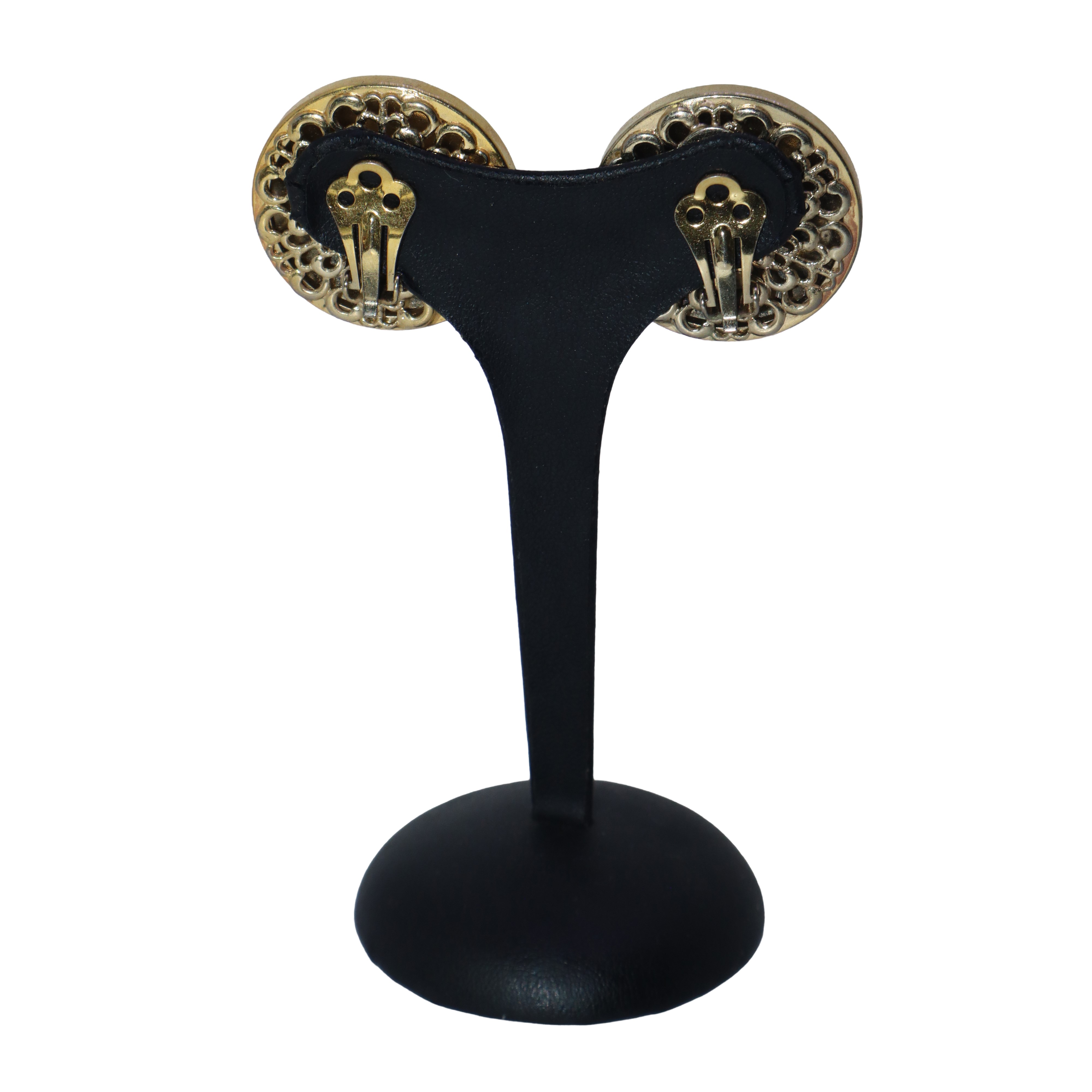 Orecchini a clip con smalto e fiore con strass al centro