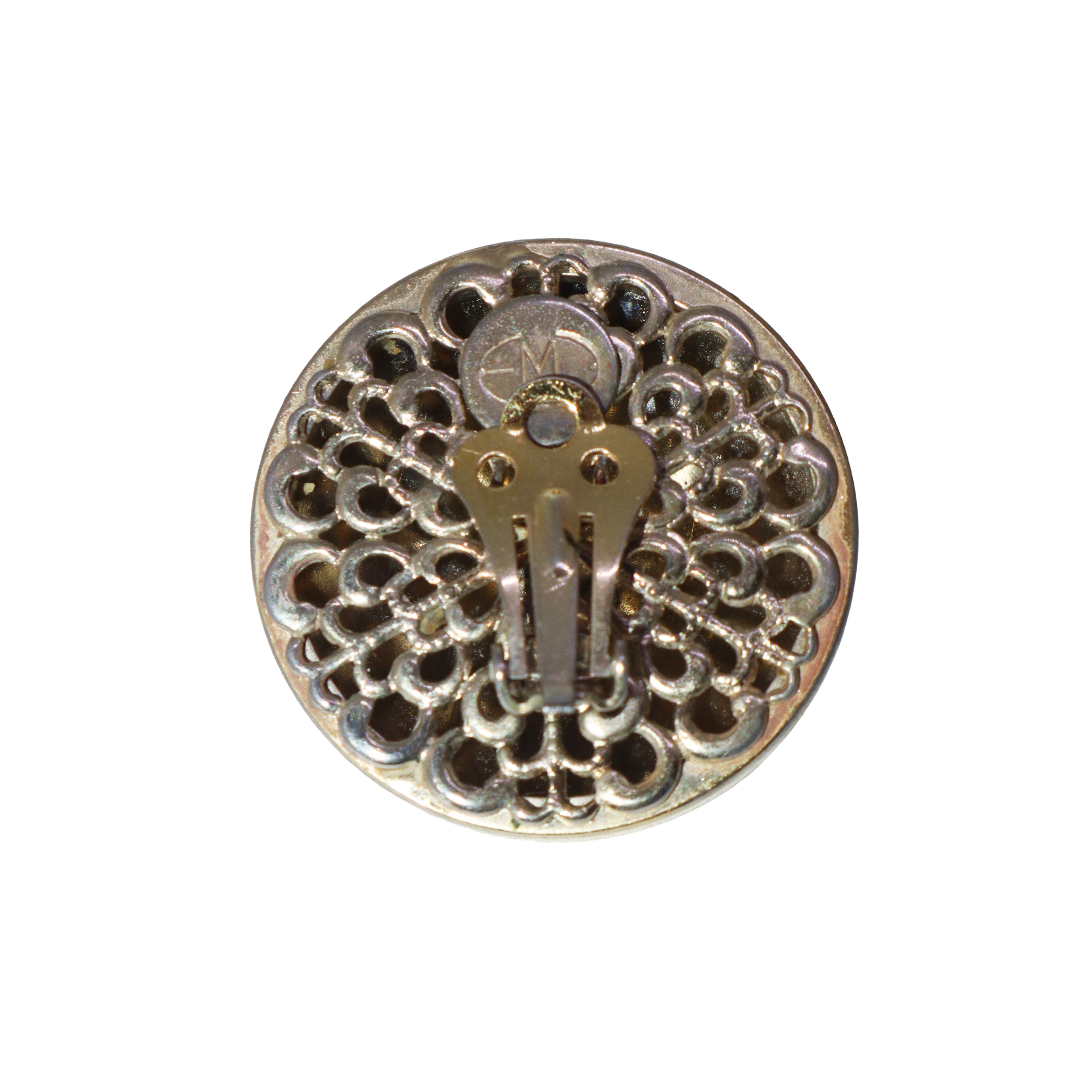 Orecchini a clip con smalto e fiore con strass al centro