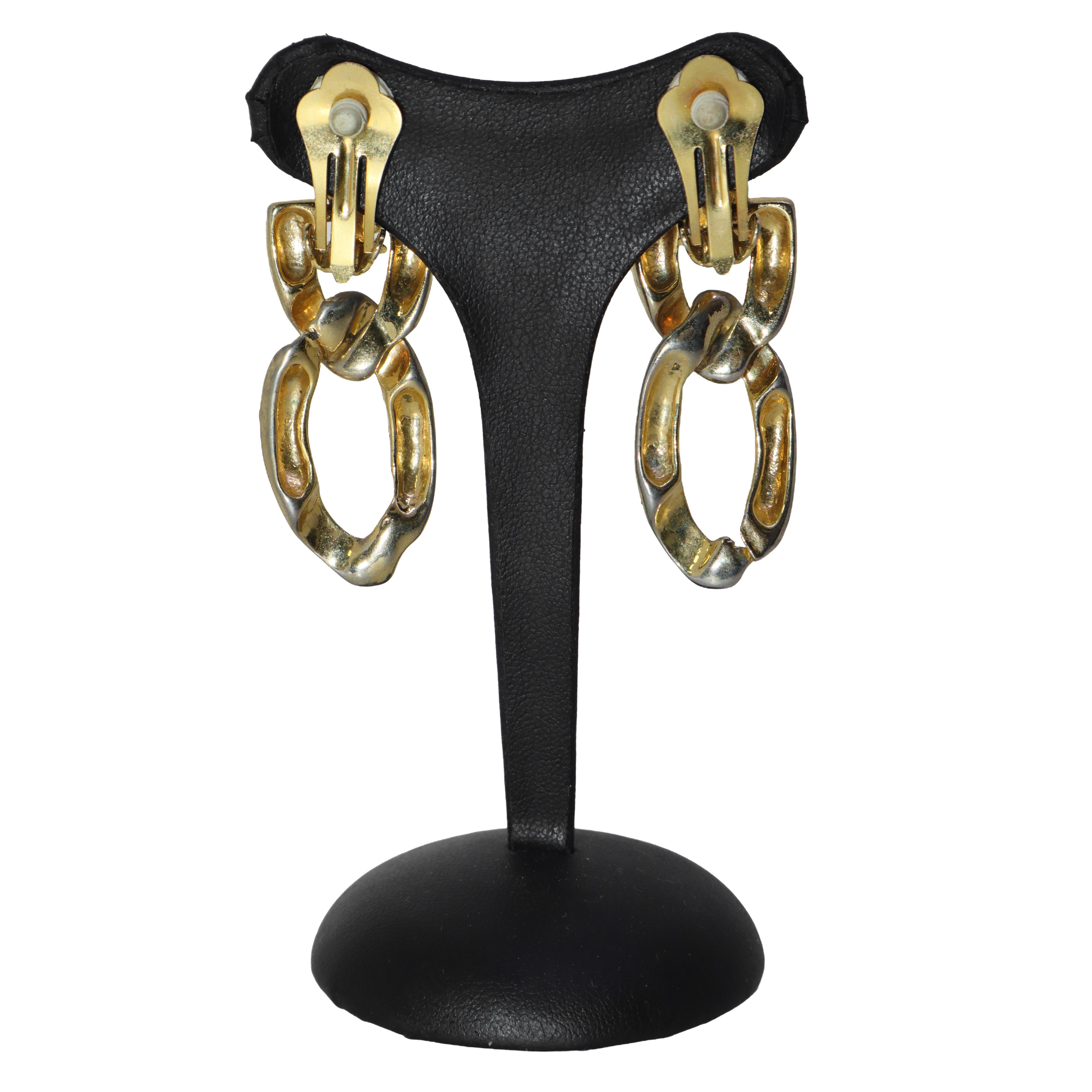 Orecchini a clip pendenti a catena in metallo dorato