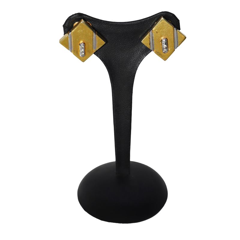 Orecchini a clip a rombo con strass sul fronte