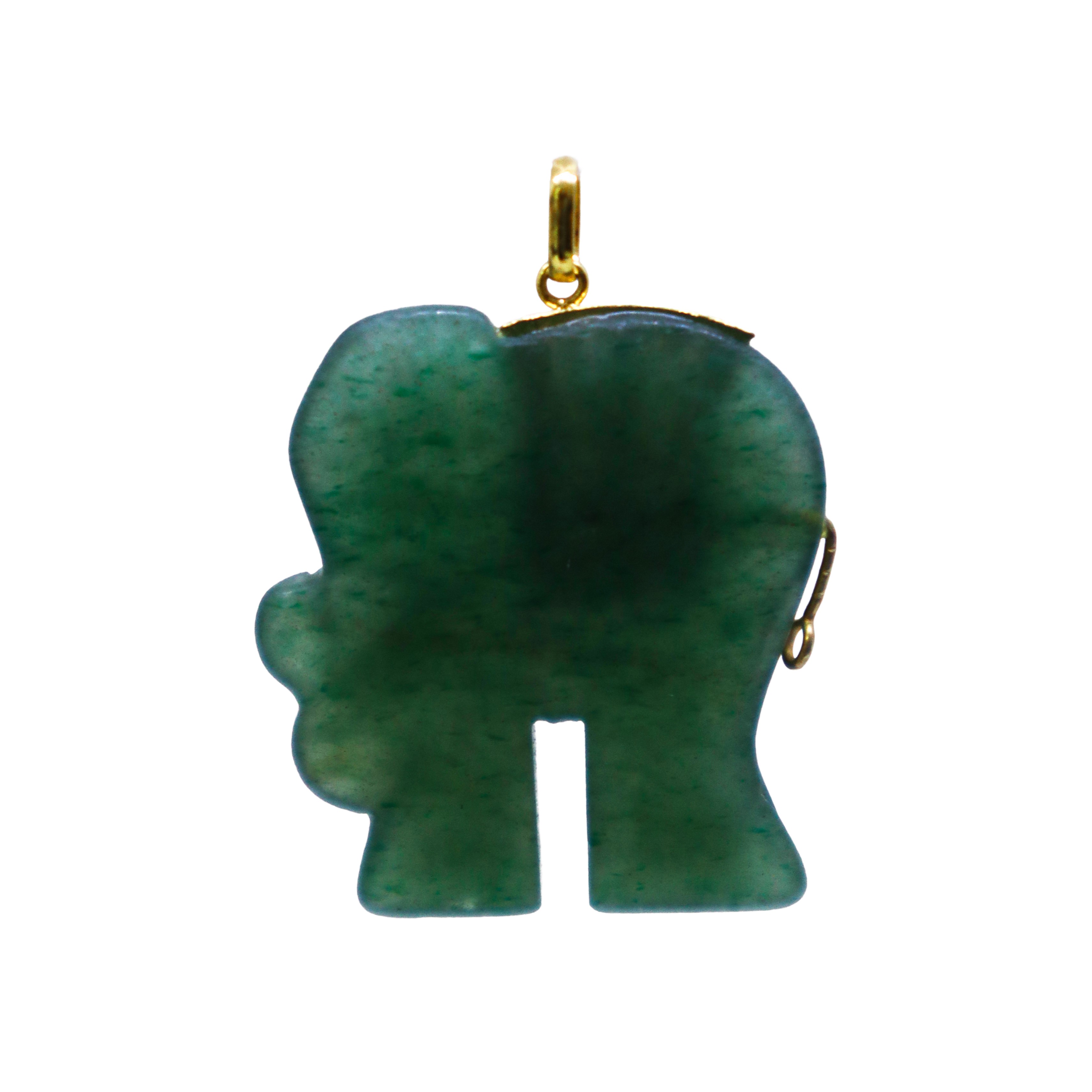 Pendente elefante della fortuna in giada con appplicazioni dorate
