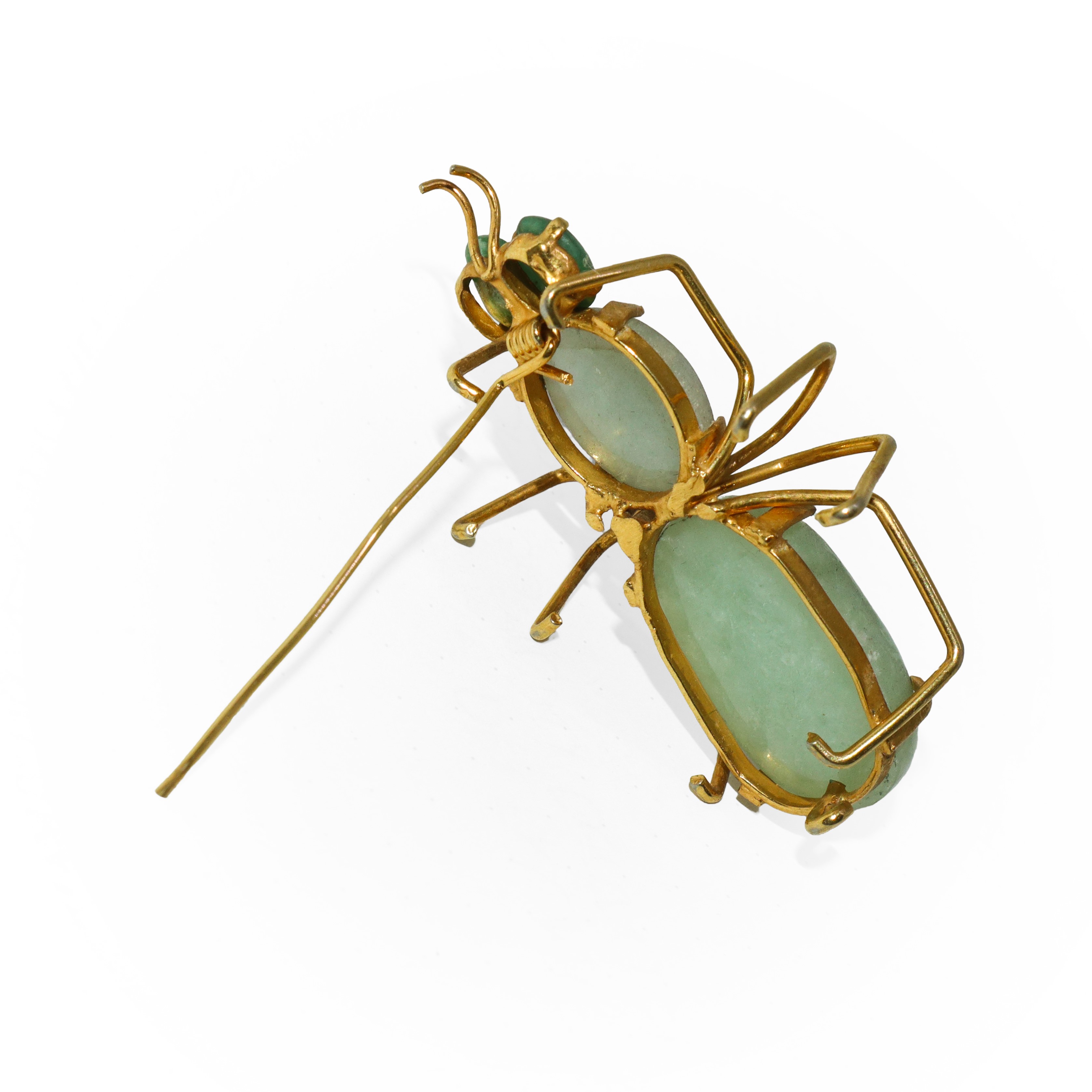 Spilla scarabeo in giada verde