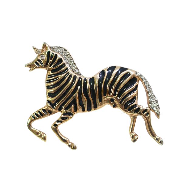 Spilla zebra con strass