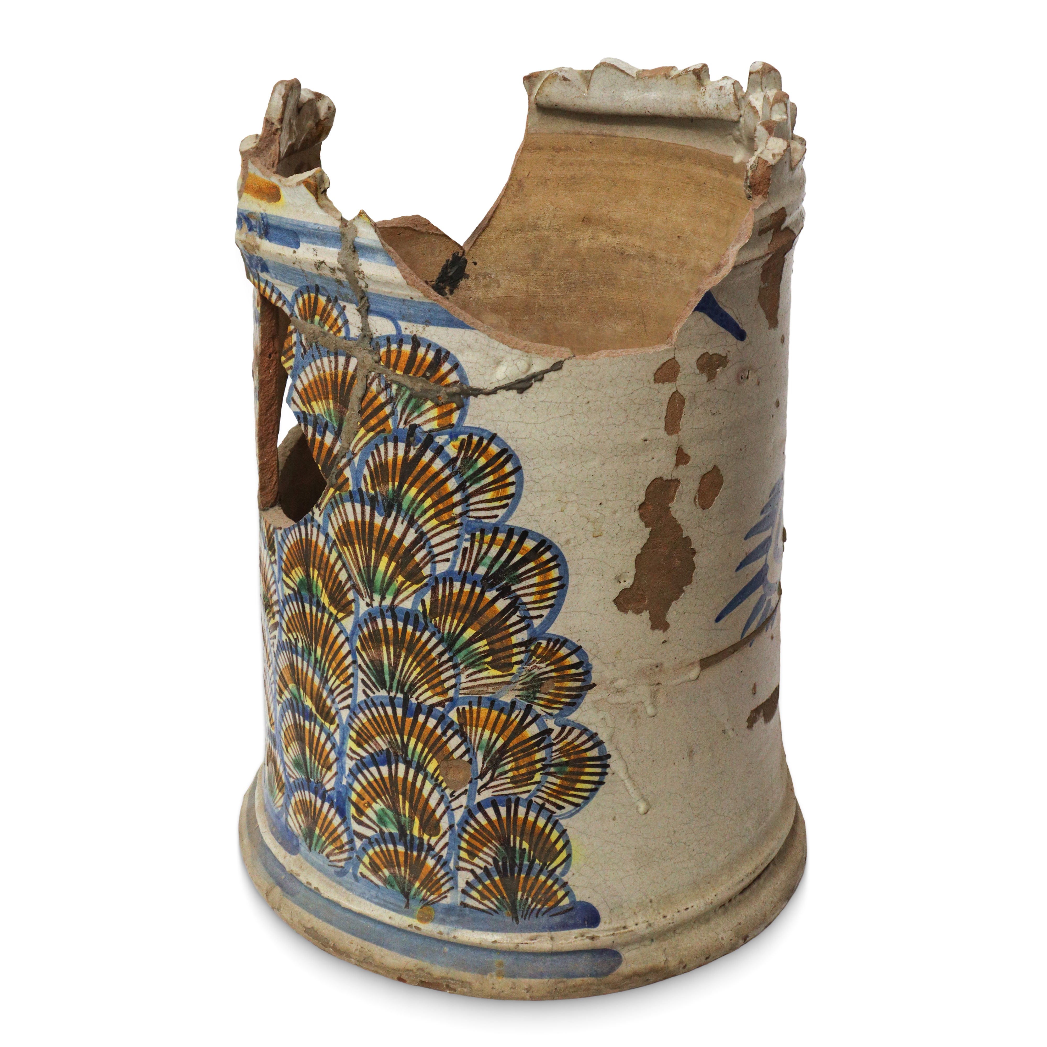 Frammento di Cilindro di Caltagirone Dipinto a Coda di Pavone