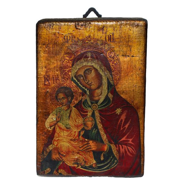 Yugoslavian icon depicting Madonna with Child