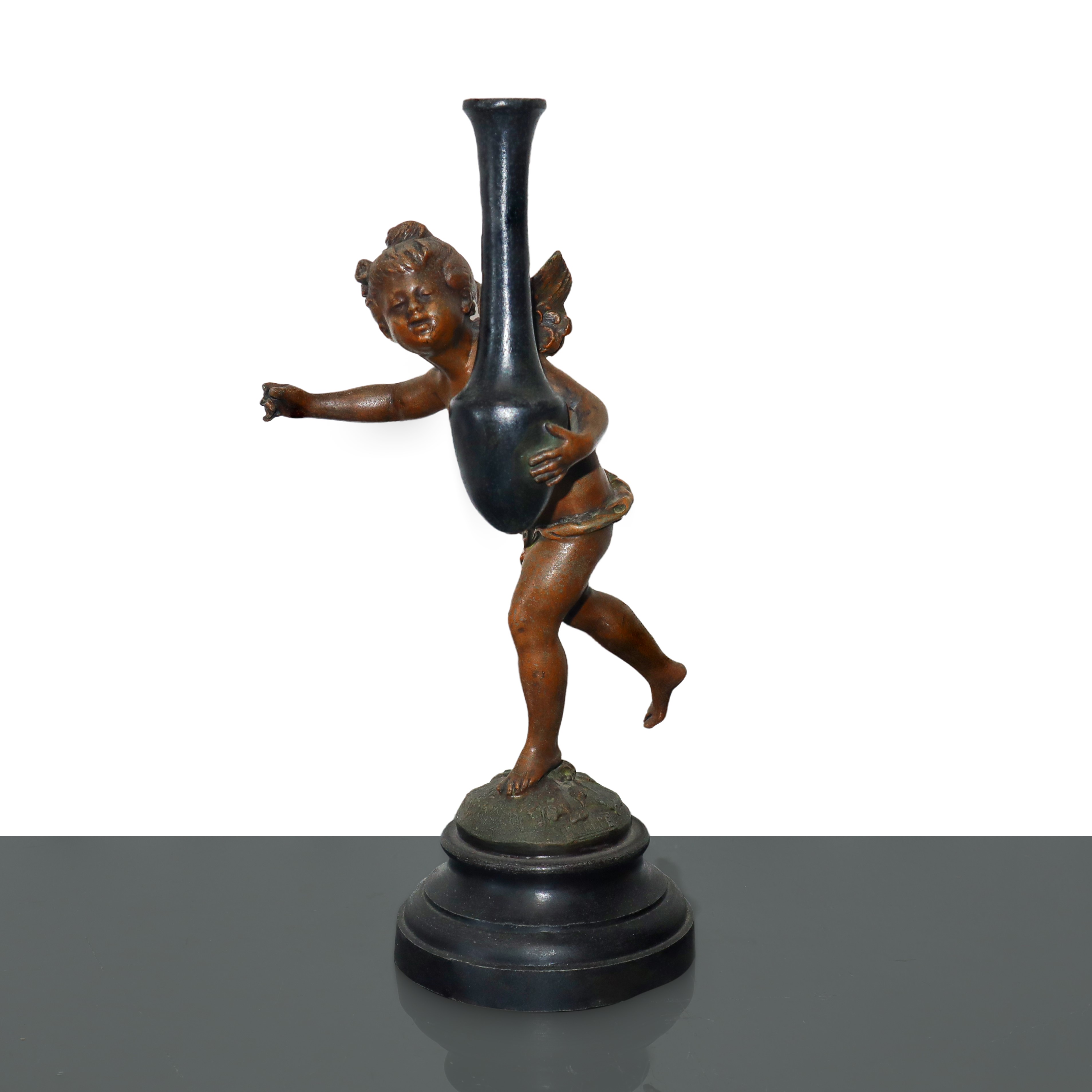 Auguste Moreau - Coppia di Cherubini Portacandele in Bronzo