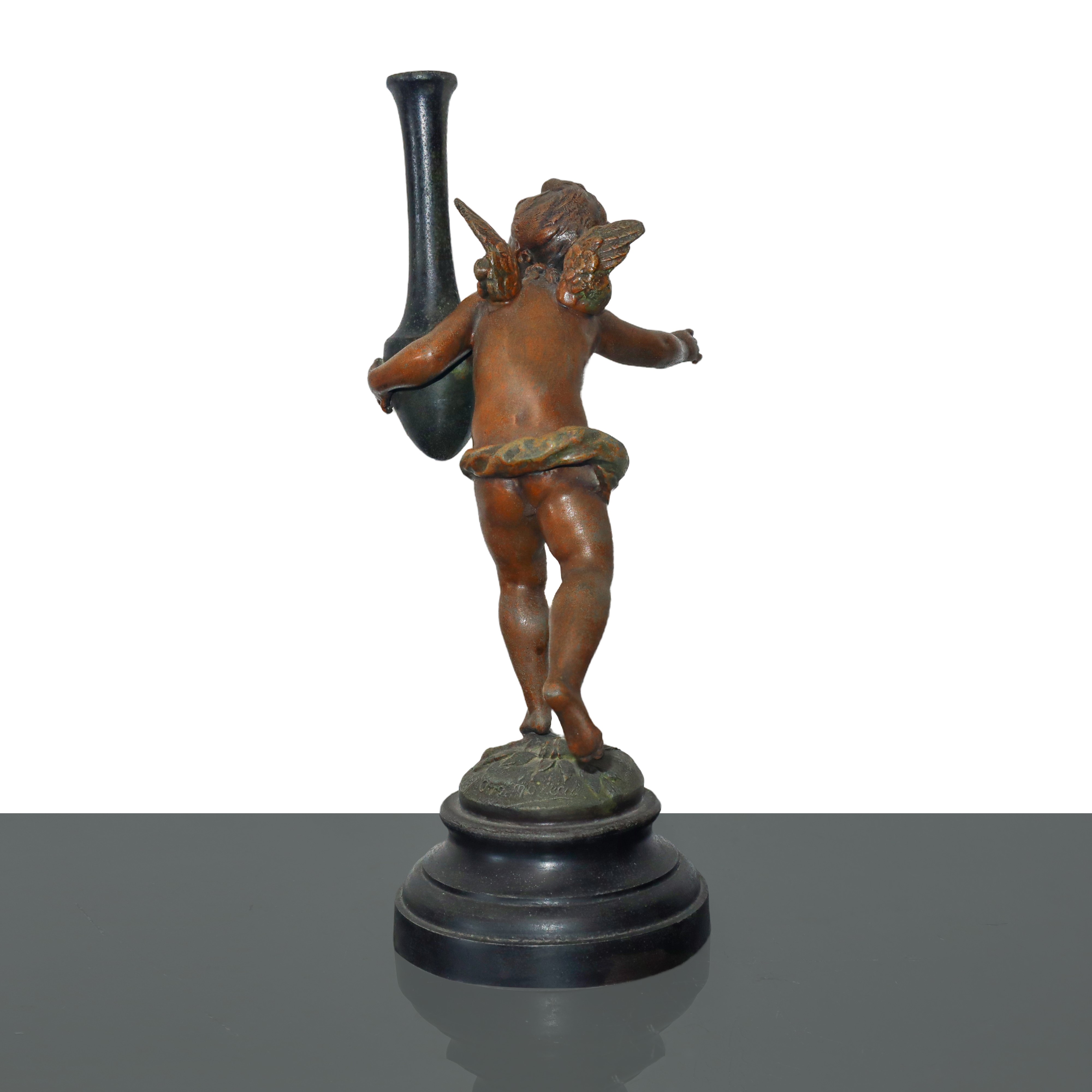Auguste Moreau - Coppia di Cherubini Portacandele in Bronzo