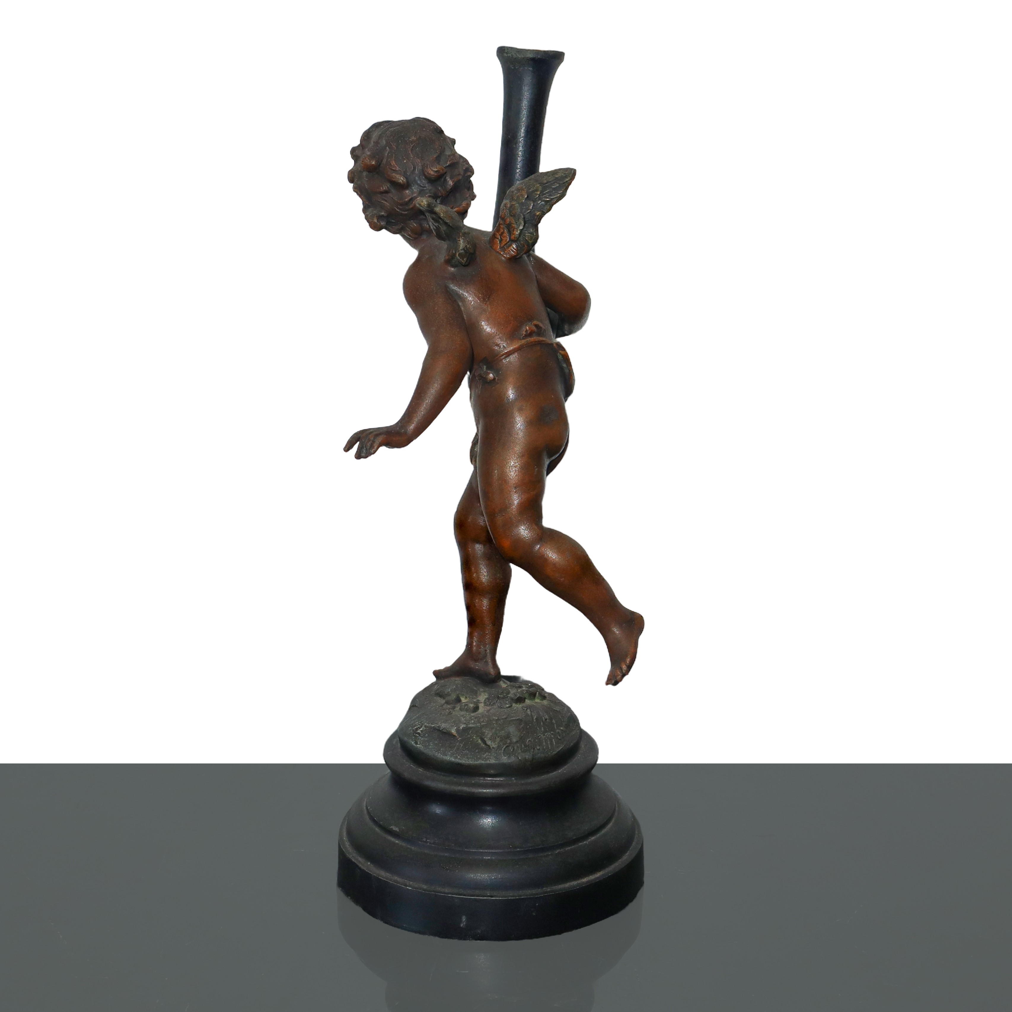 Auguste Moreau - Coppia di Cherubini Portacandele in Bronzo