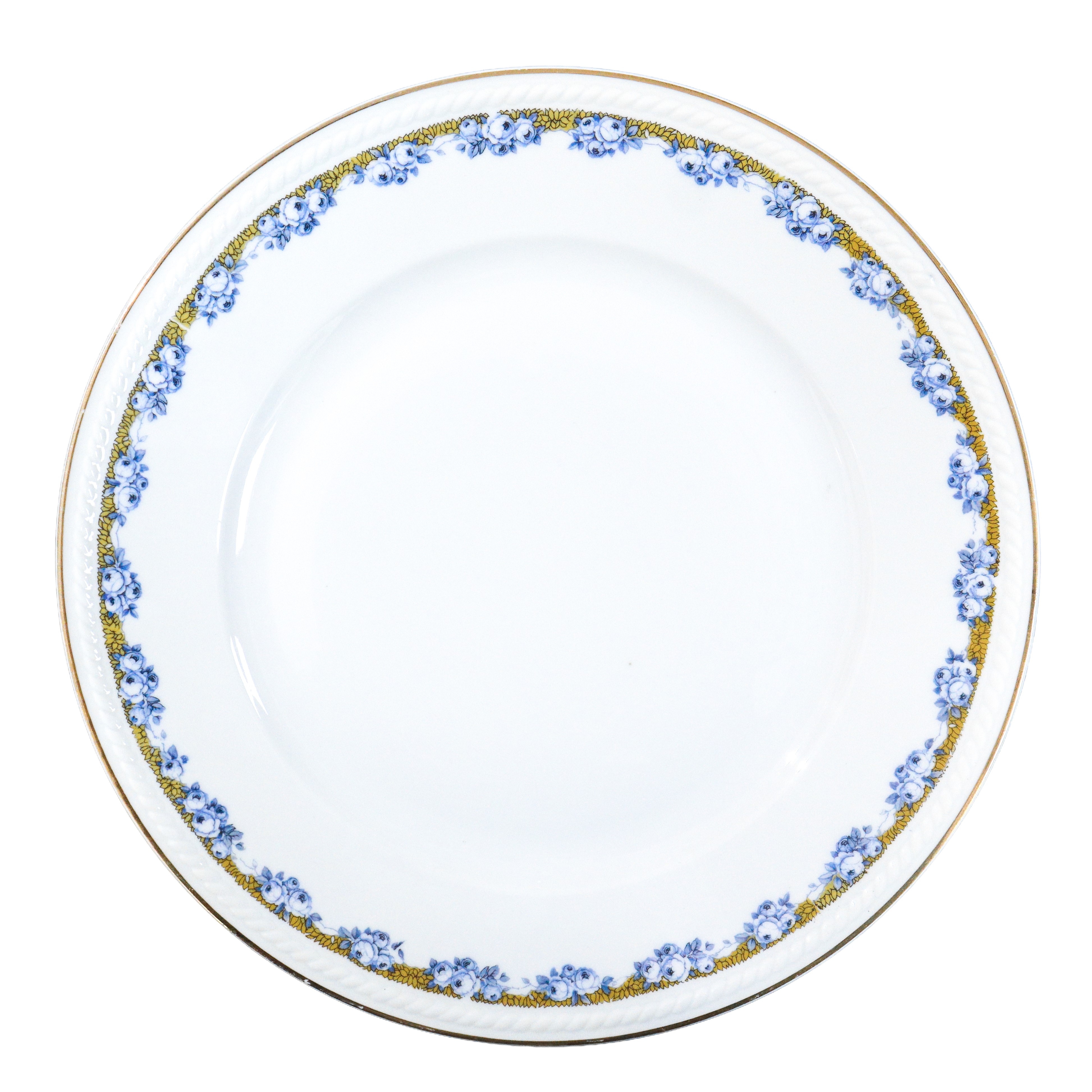 Servizio in porcellana bianca con motivi florali azzurri