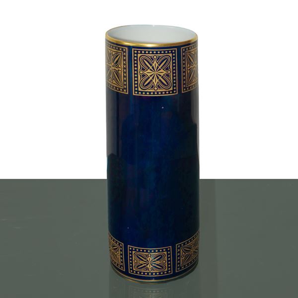 Hutschenreuther Germany - Vaso Kobalt in porcellana blu con decori dorati