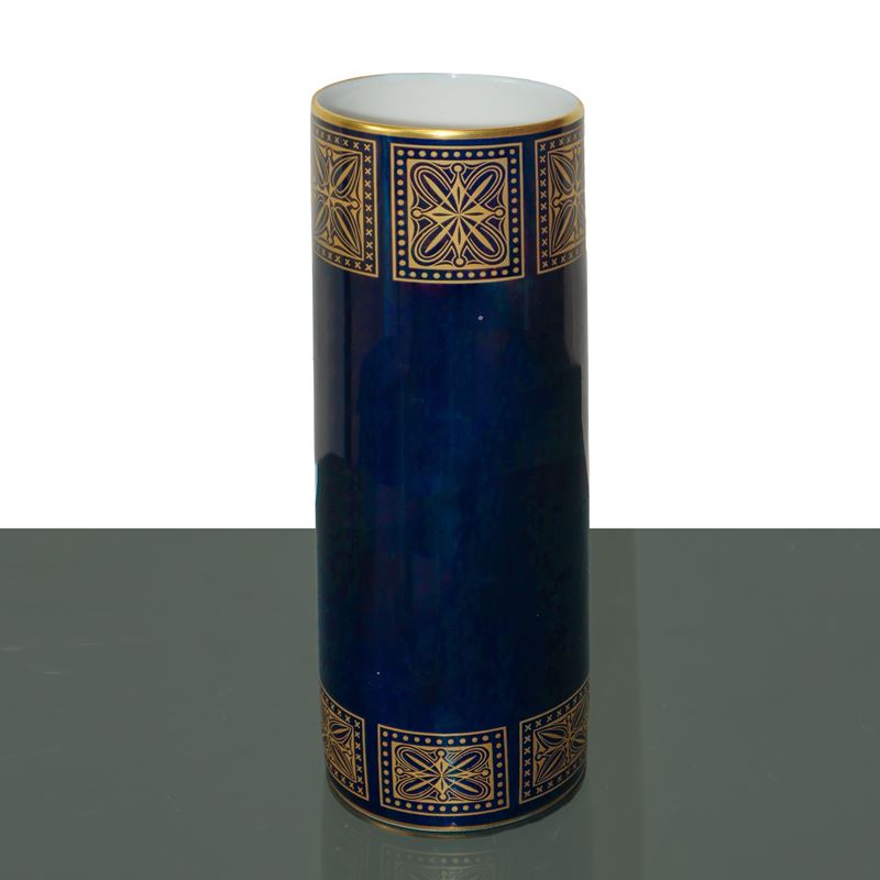 Vaso Kobalt in porcellana blu con decori dorati