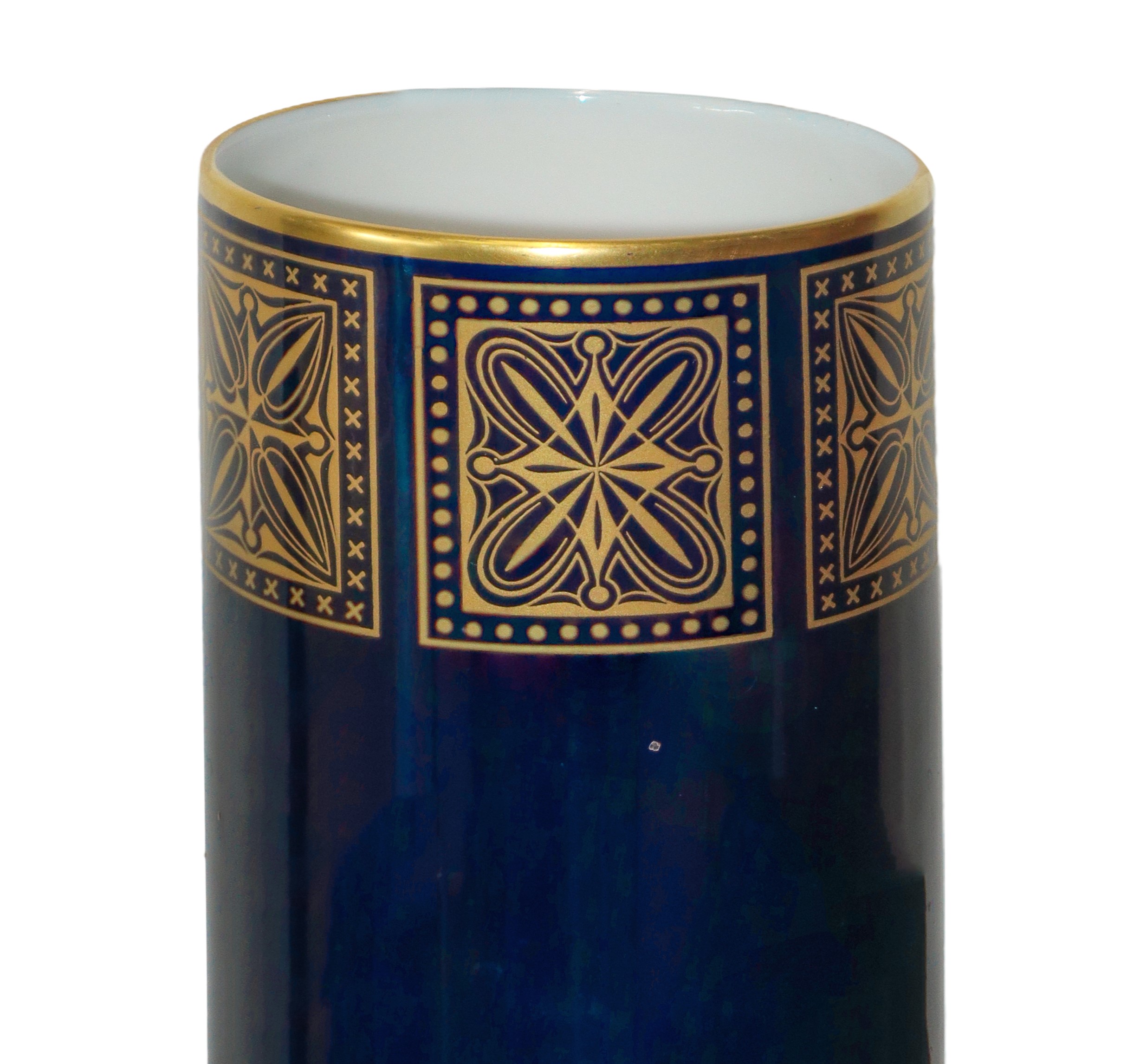 Vaso Kobalt in porcellana blu con decori dorati