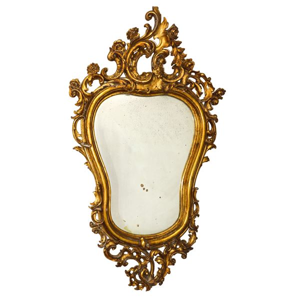 Louis XV Gilded Wood Mirror with Mercury Mirror