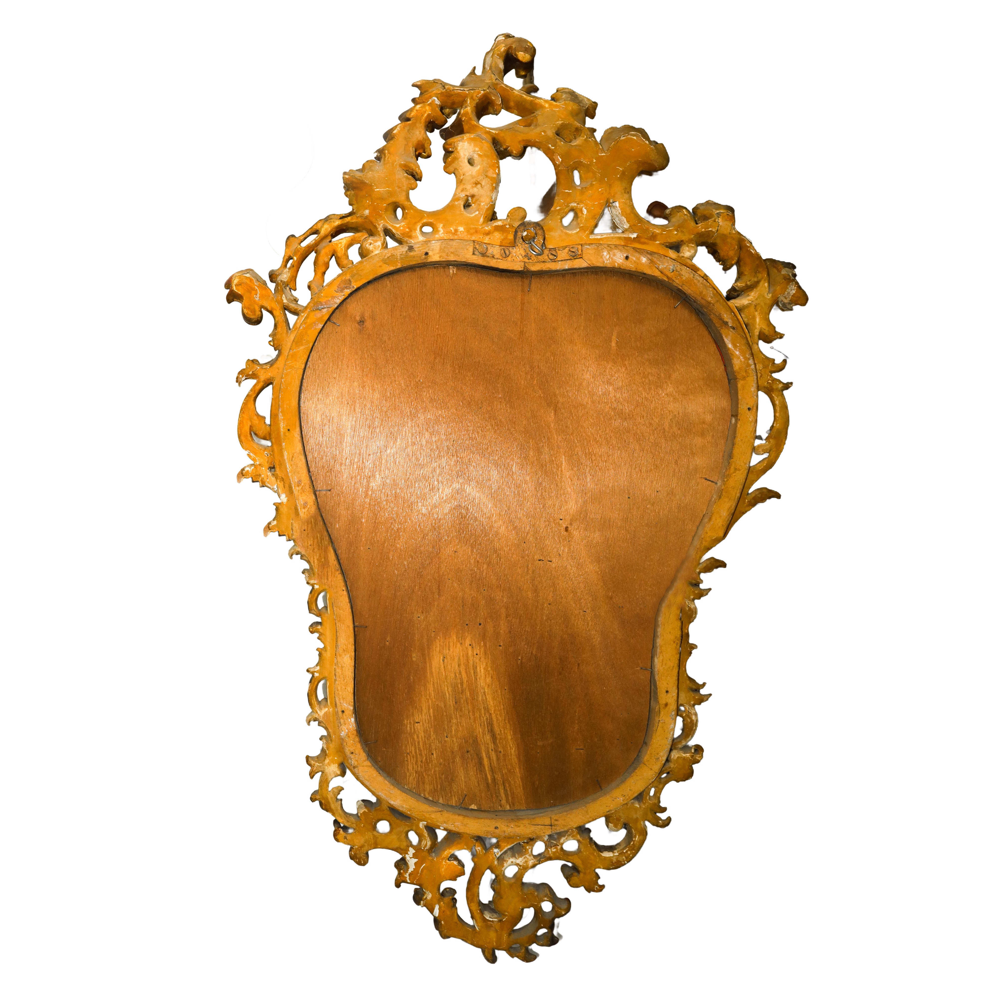 Specchiera in Legno Dorato Luigi XV con Specchio al Mercurio