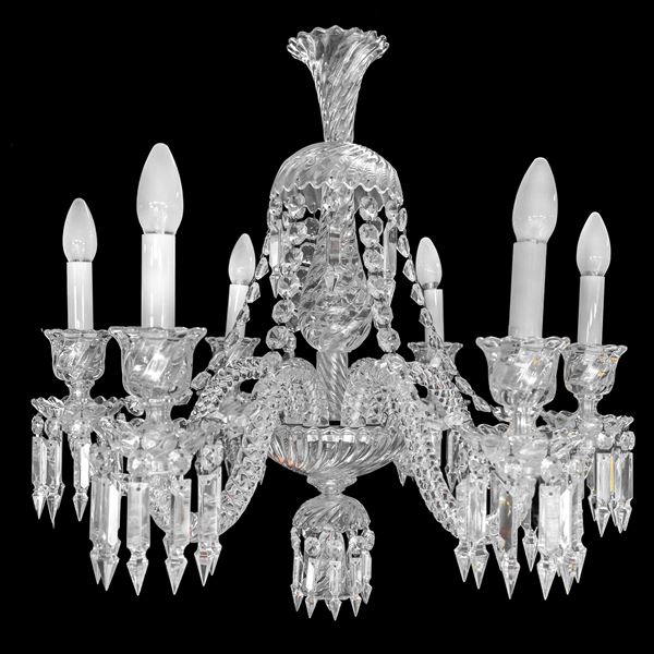 Baccarat France - Lampadario in cristallo Baccarat, modello L.E. 218 a sei luci