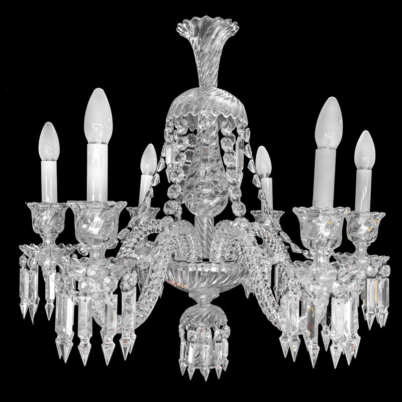 Baccarat France - Lampadario in Cristallo Baccarat, Modello L.e.218 a 6 Luci
