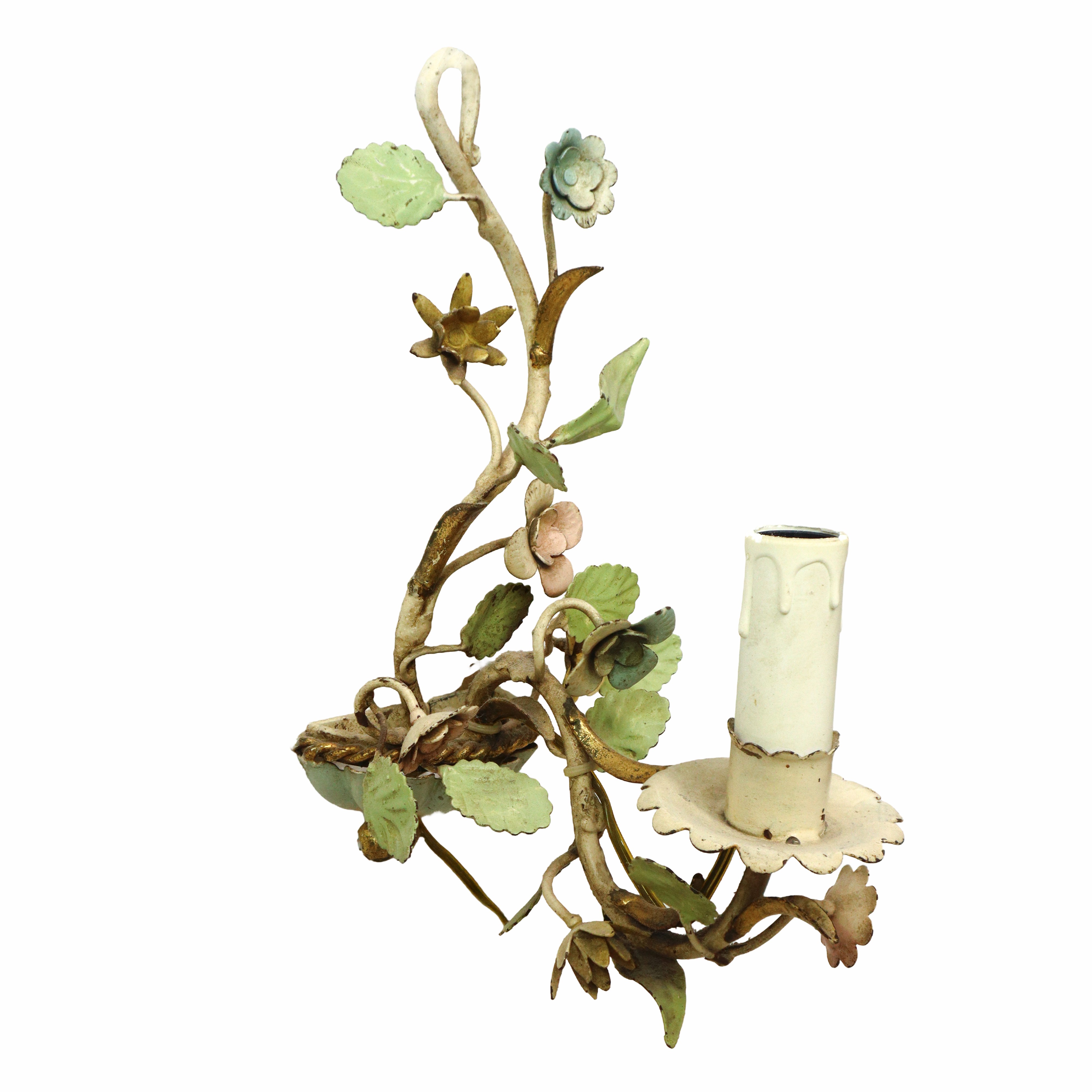 Coppia di appliques in metallo con decori floreali