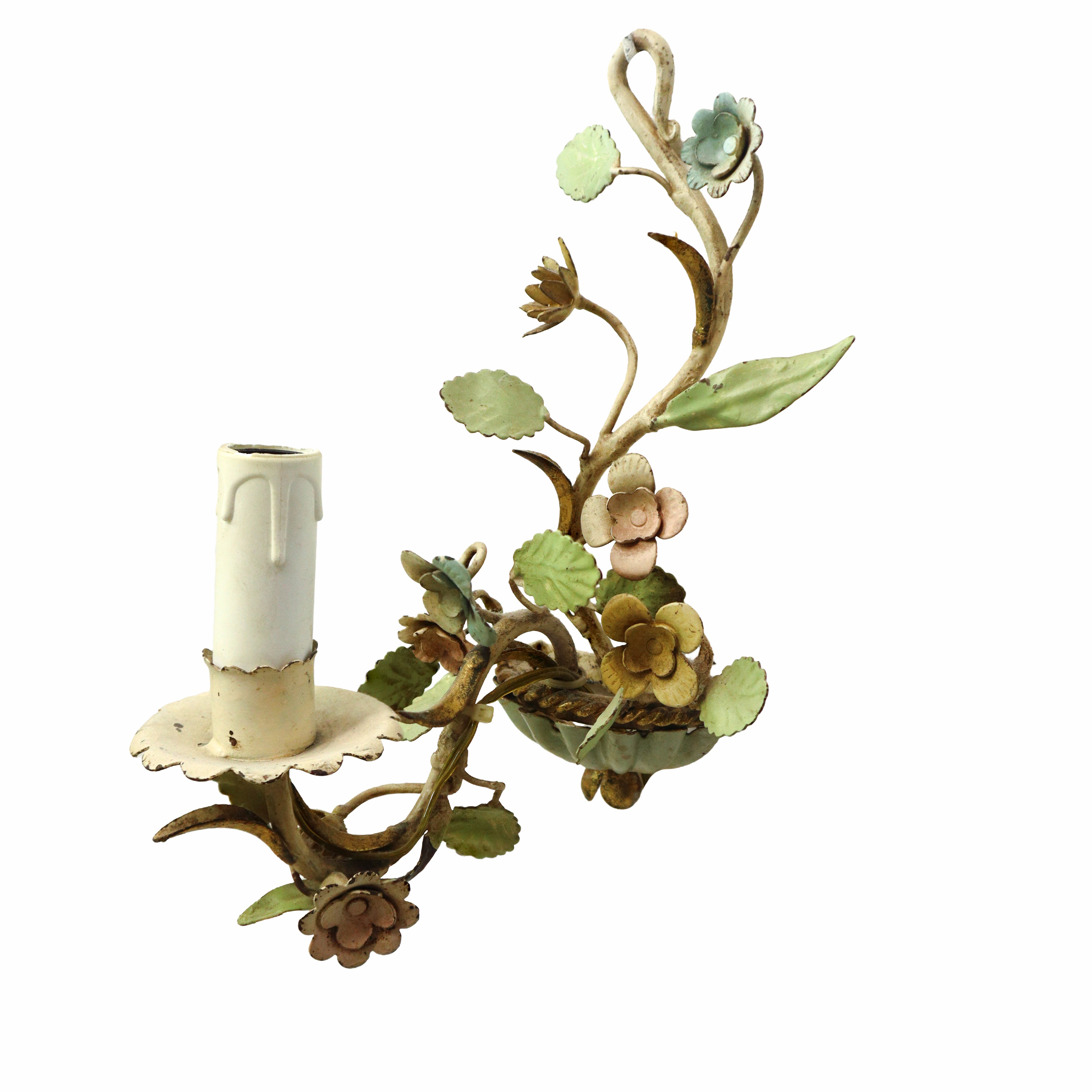 Coppia di appliques in metallo con decori floreali